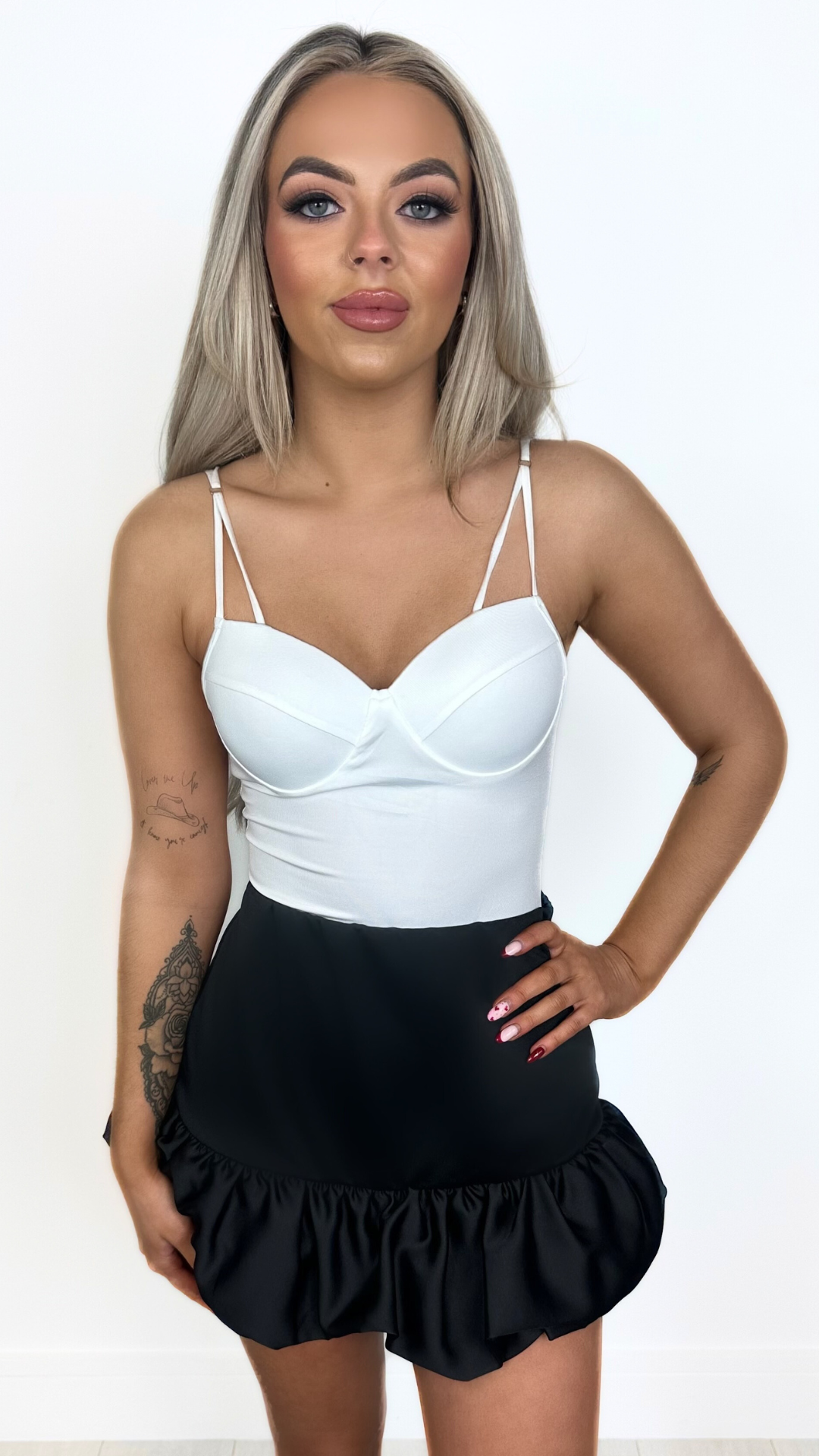 Claudia - Ruffle Bottom Tube Skort Black