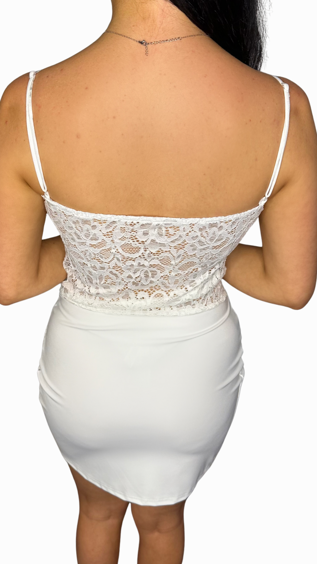 Stella - Lace Bustier Satin Mini Dress White