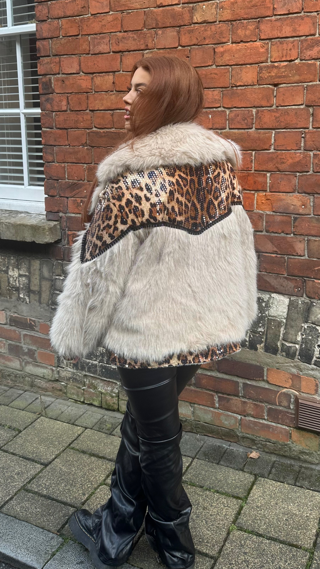 Victoria - Leopard Sequin Fur Coat