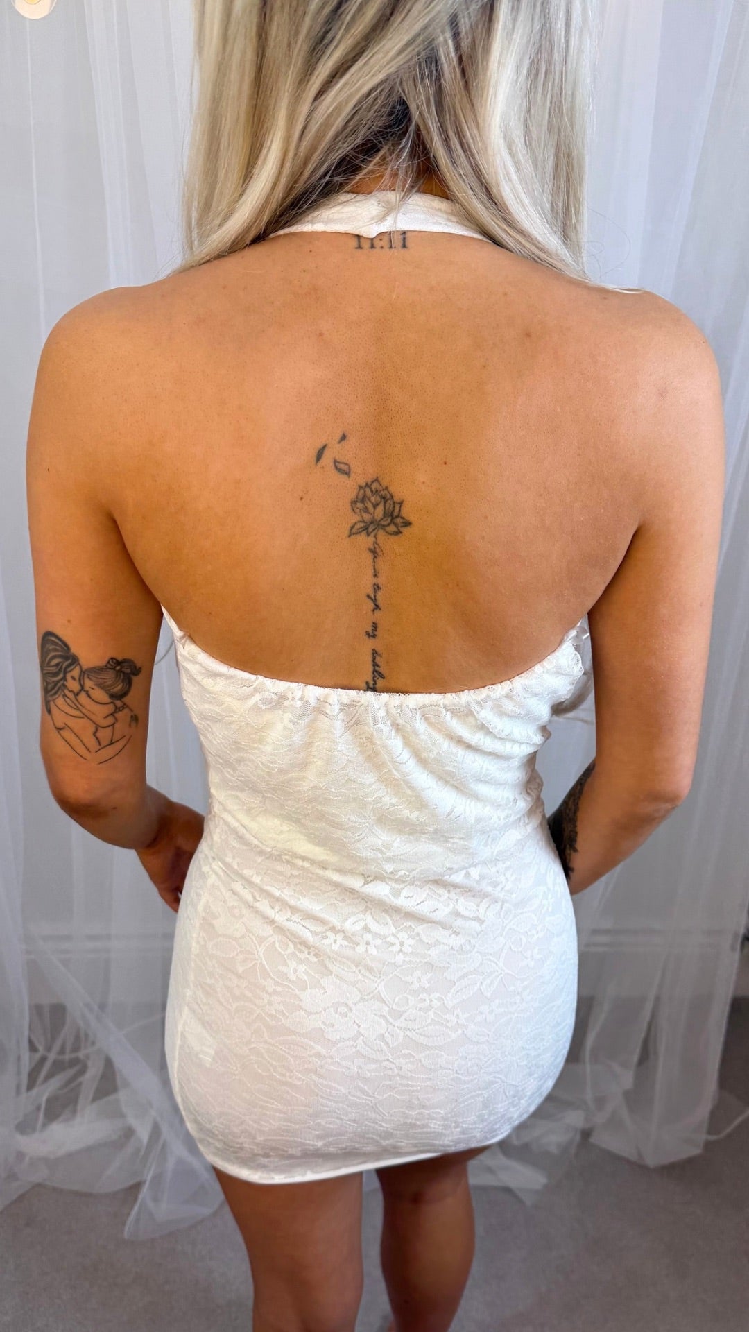 Sora - Lace Drape Mini Dress White