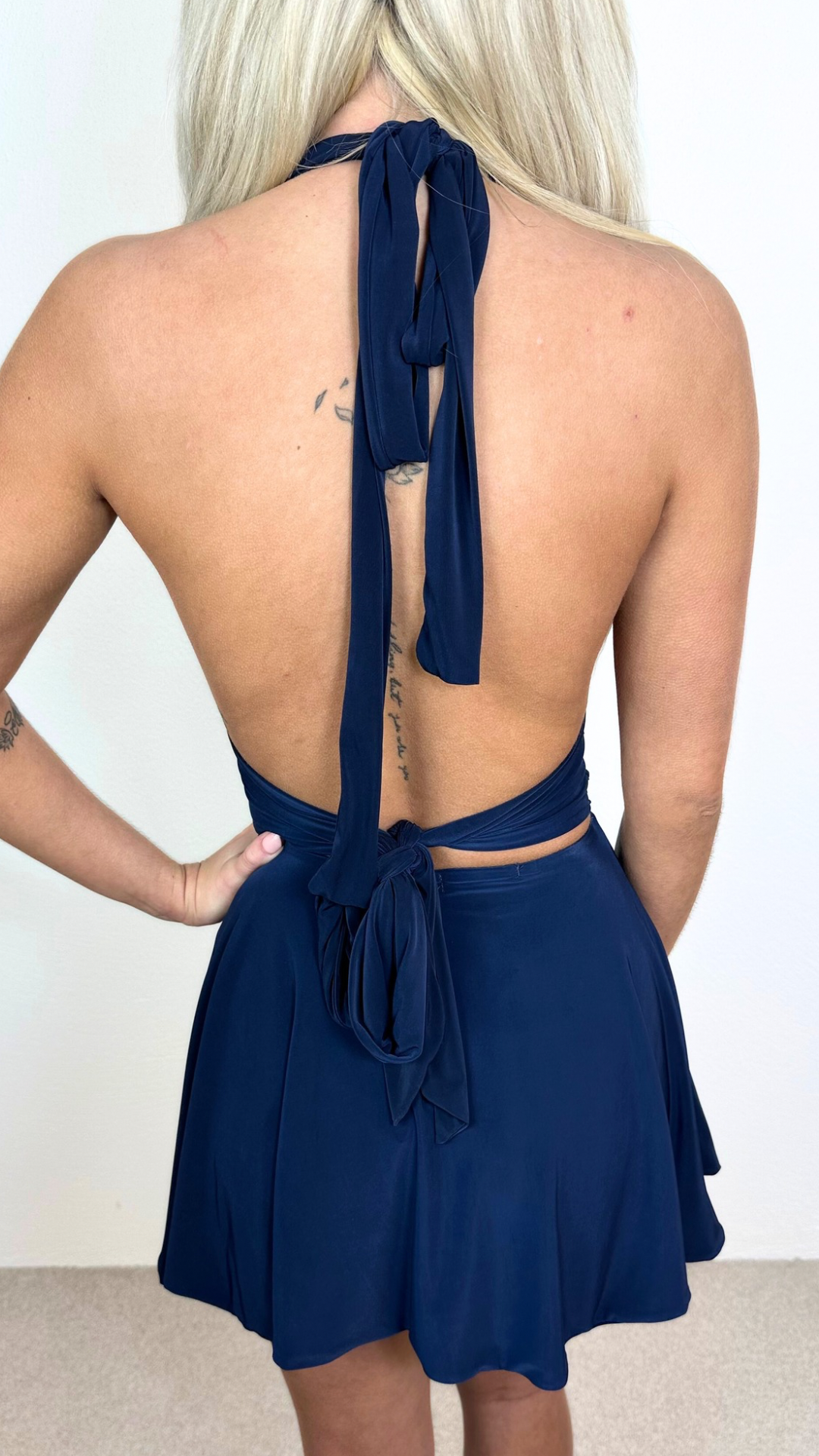 Darcy - Slinky Halter Neck Dress Navy