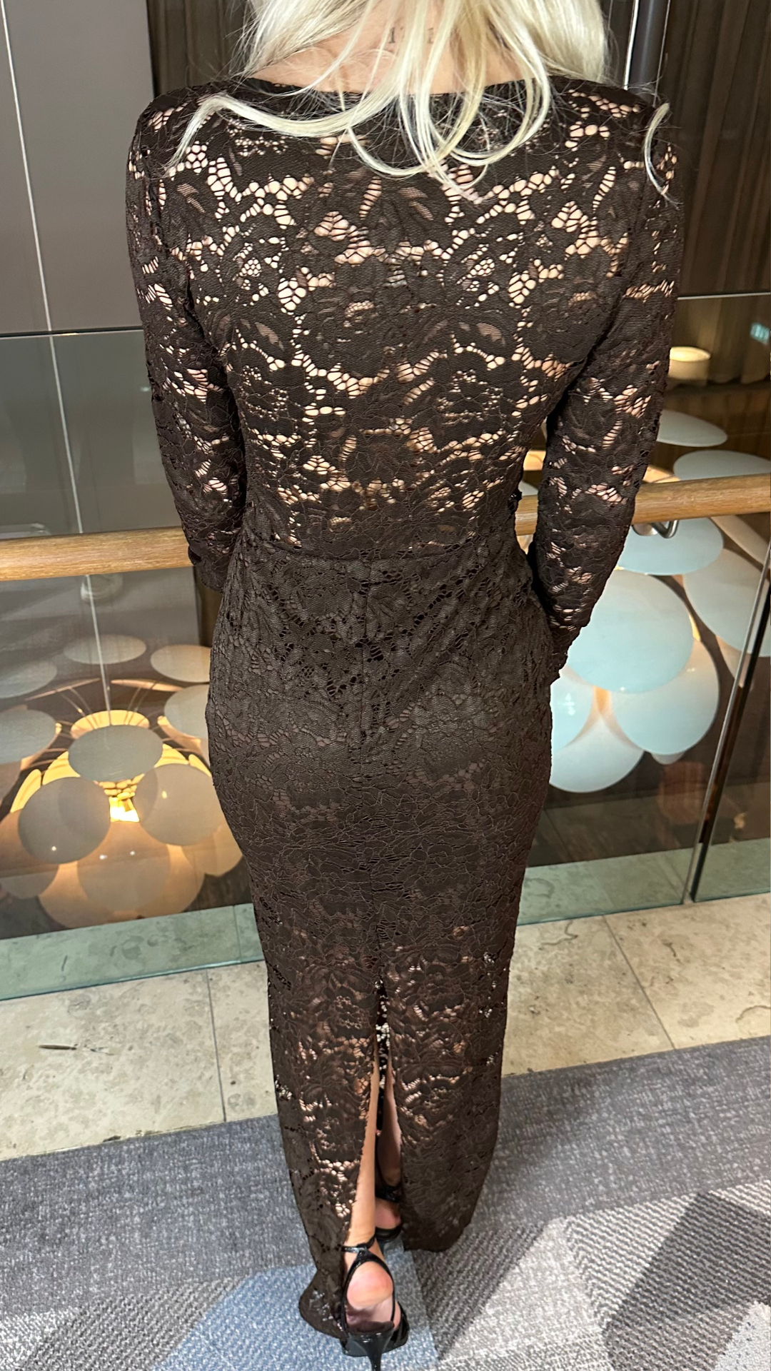 Lania - Brown Lace Cut Out Midi