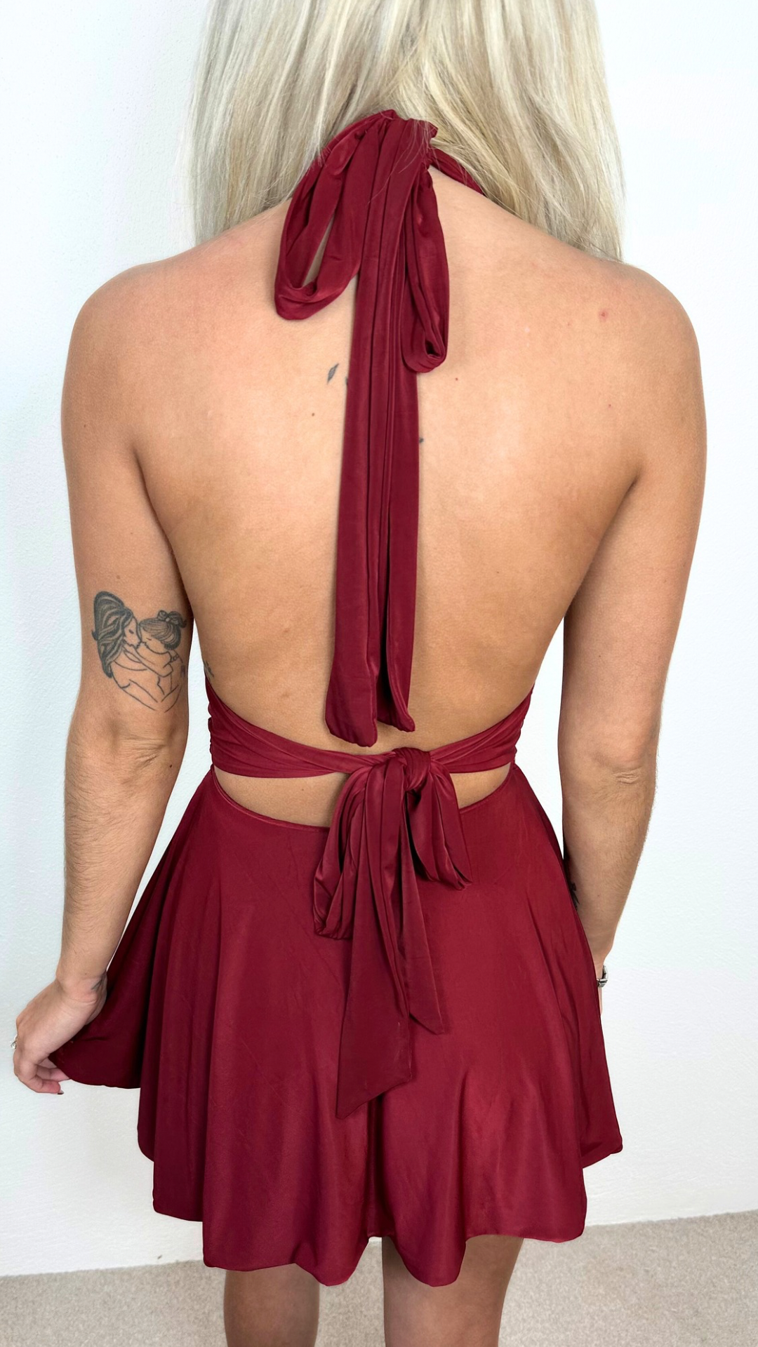 Darcy - Slinky Halter Neck Dress Wine