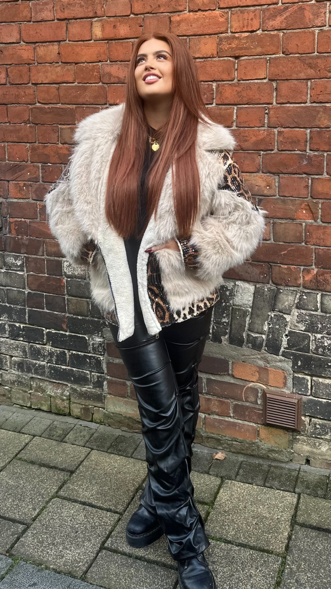 Victoria - Leopard Sequin Fur Coat
