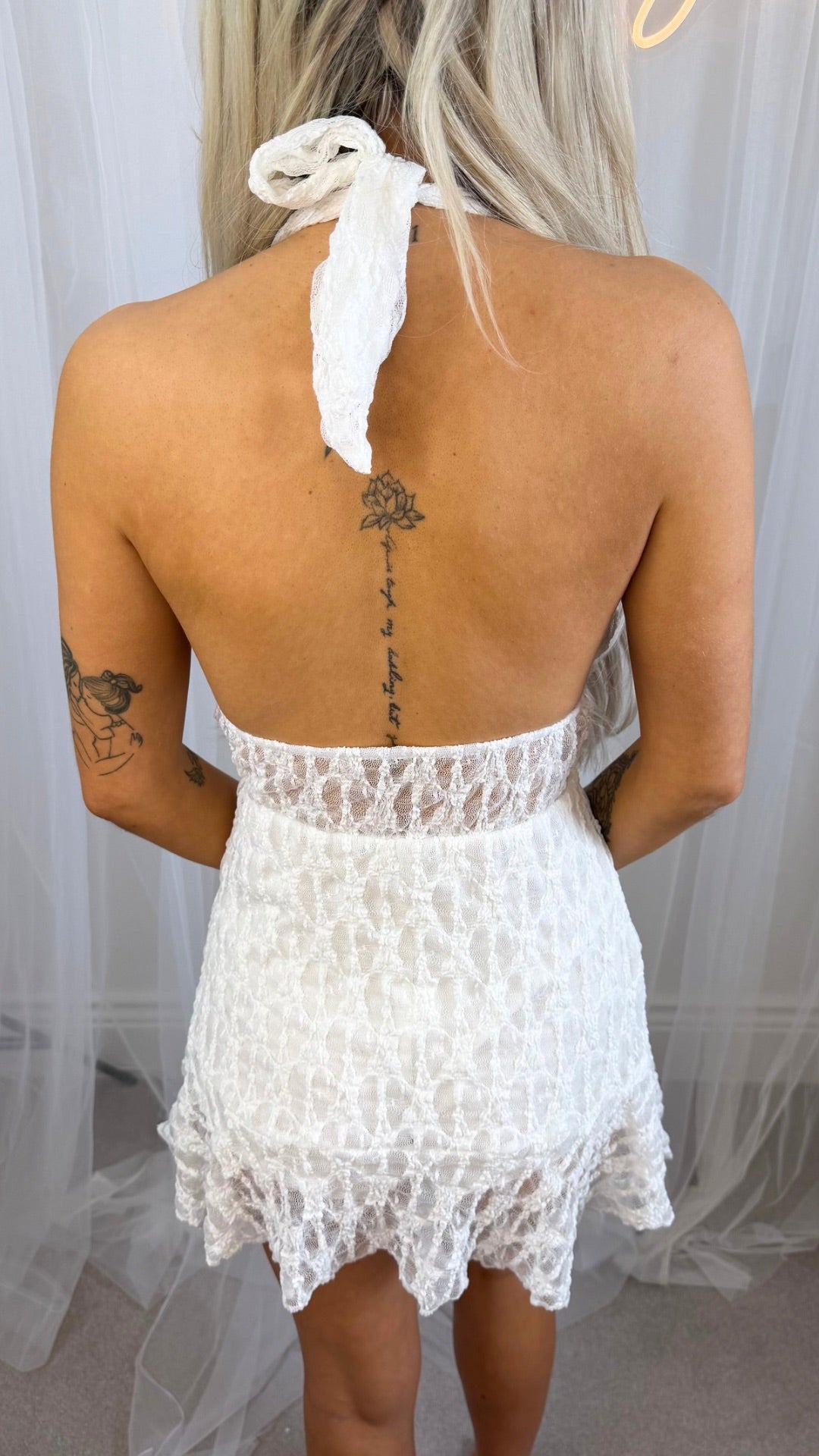 Mya - White Halter Neck Textured Sun Playsuit