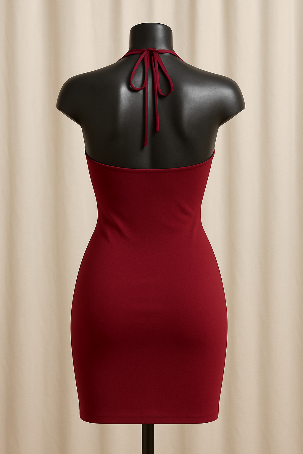 Zara - Cowl Neck Drape Front Mini Dress Burgundy