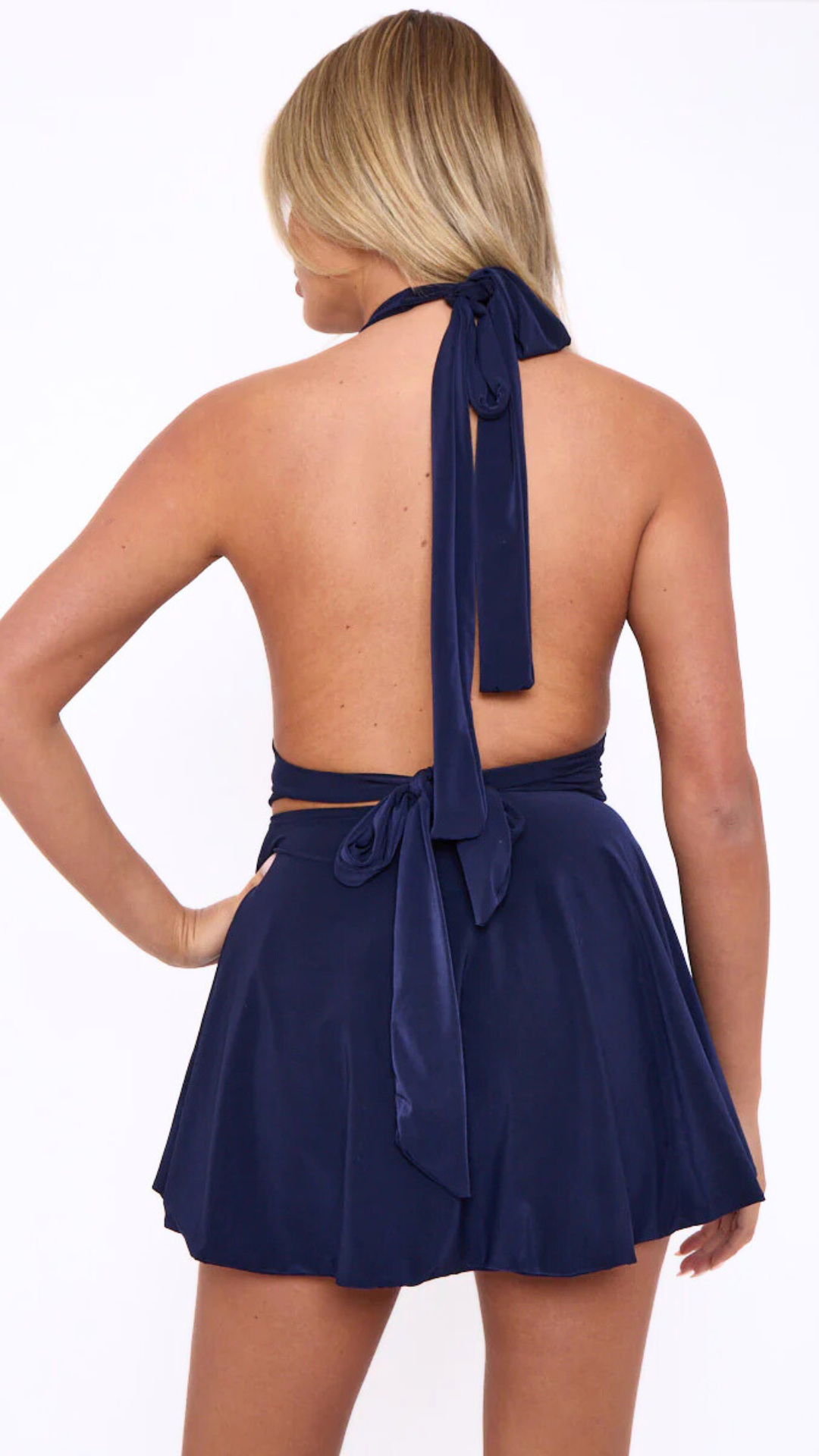 Darcy - Slinky Halter Neck Dress Navy