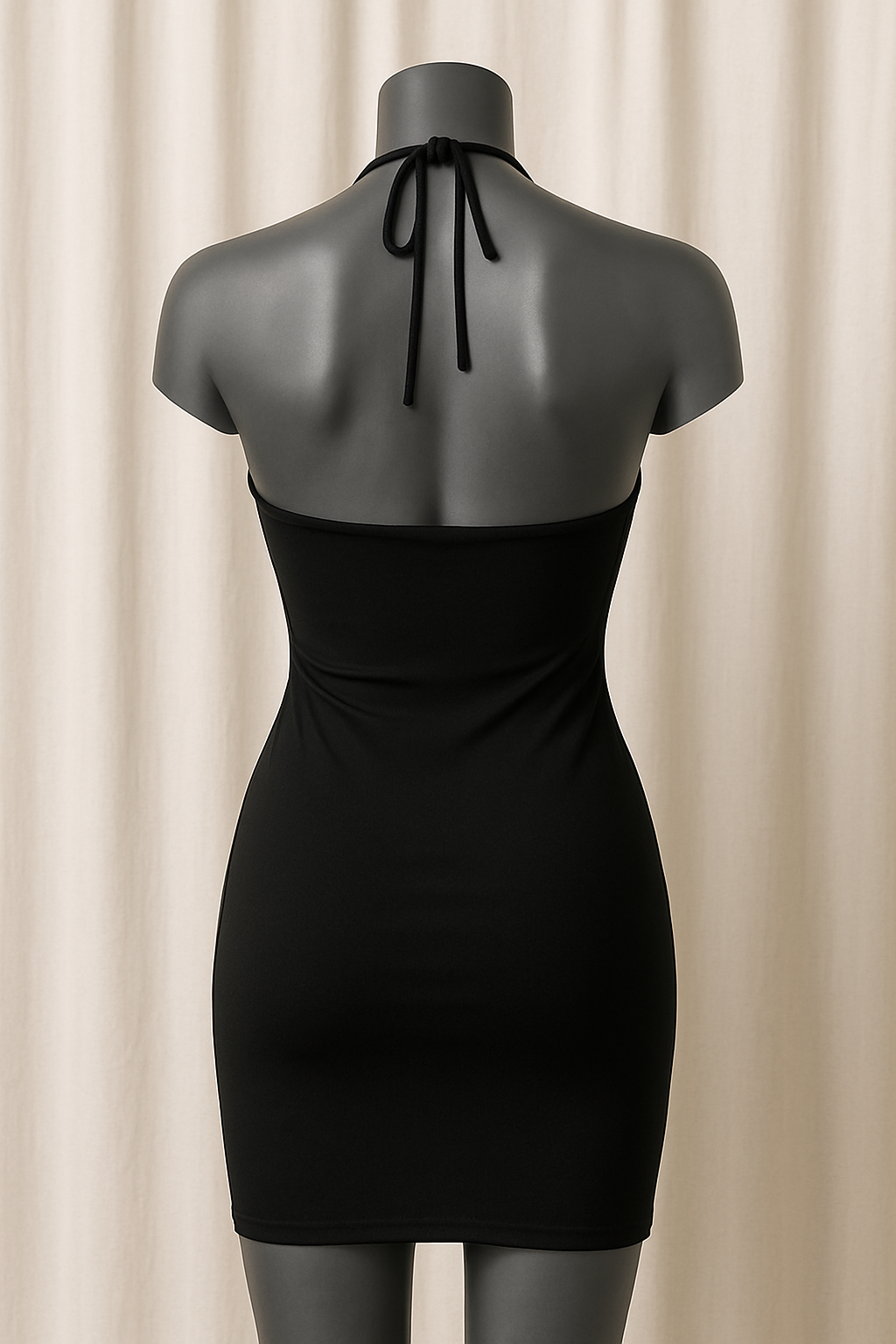 Zara - Cowl Neck Drape Front Mini Dress Black