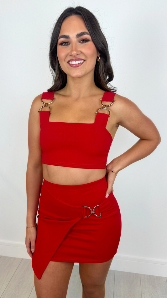 Phoebe - Gold Buckle Co-Ord Red