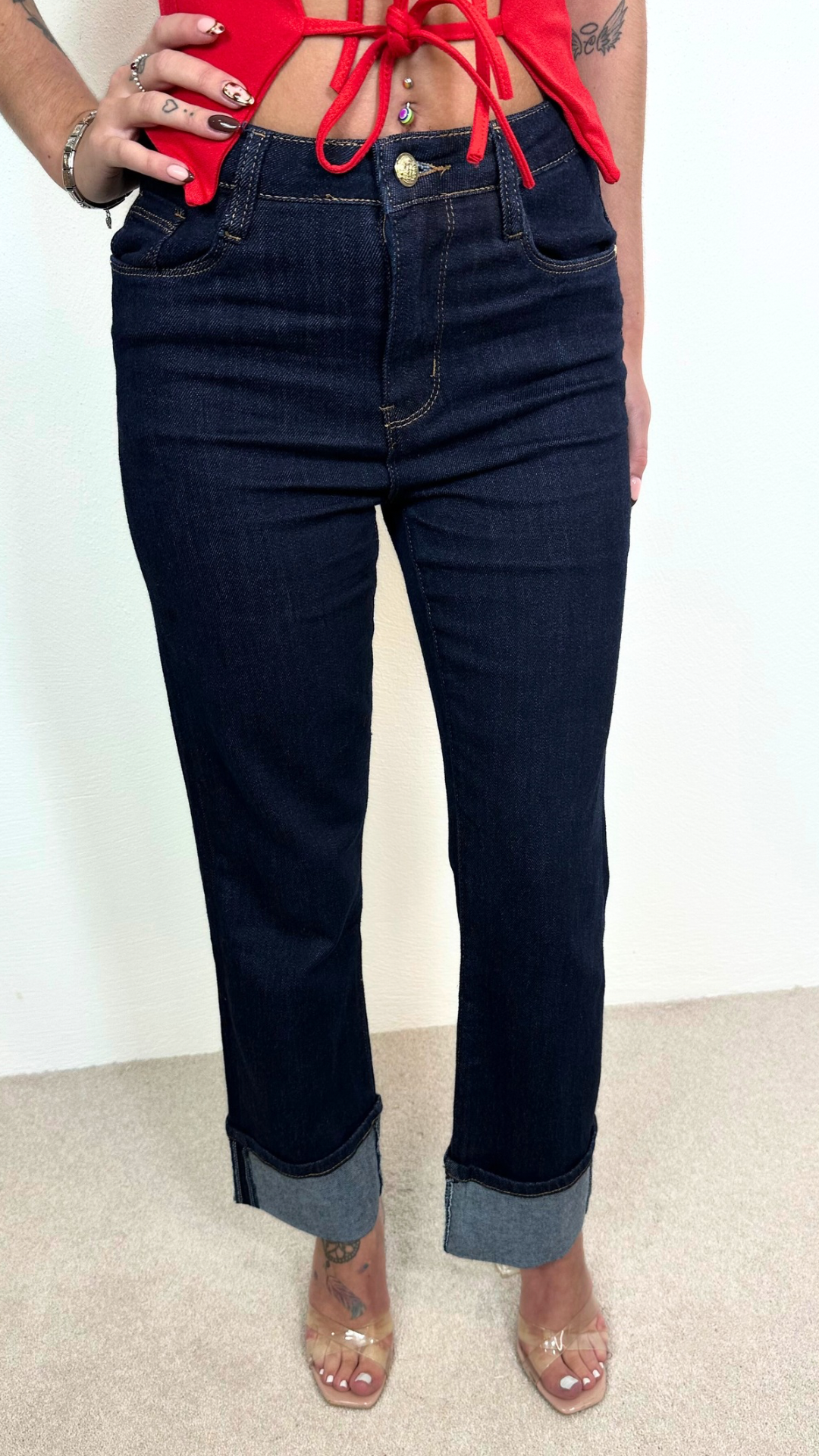 Raya - Turn Up Hem Dark Wash Jean
