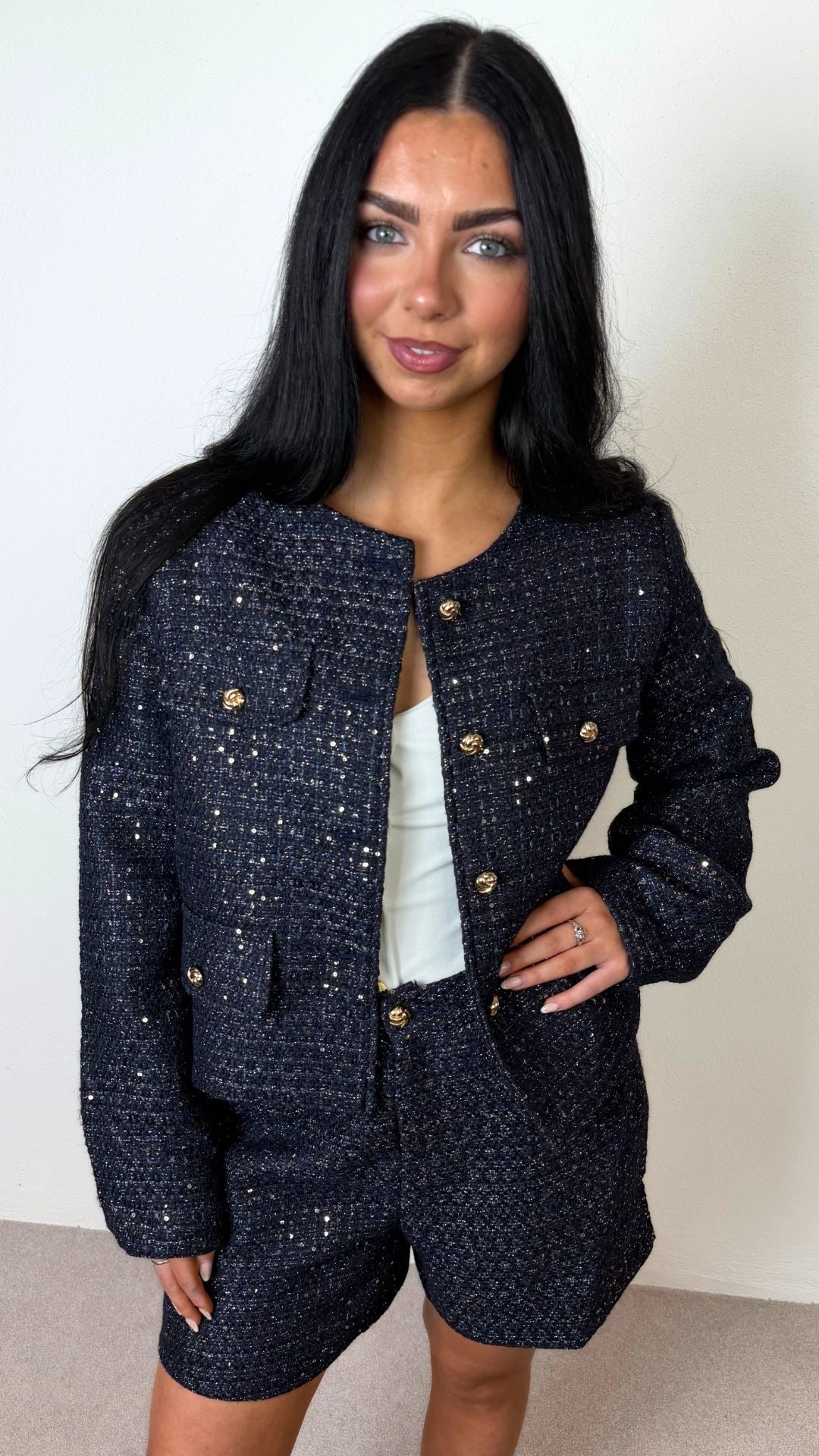 Sofia - Tweed Sequin Shorts