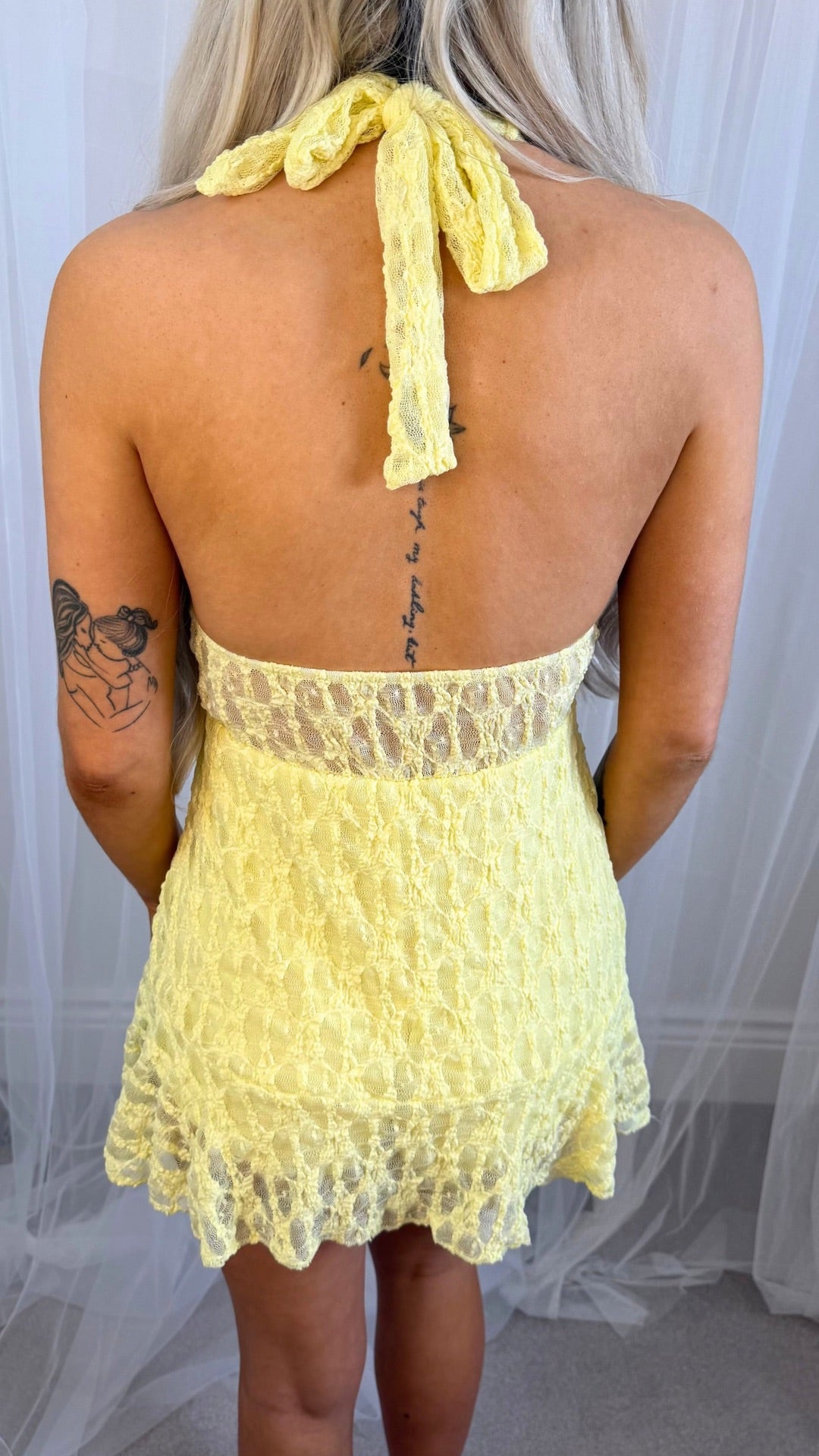 Mya - Lemon Halter Neck Textured Playsuit