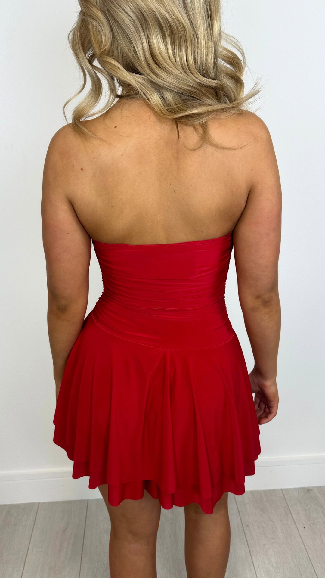 Melissa - Red Slinky Bandeau Dress