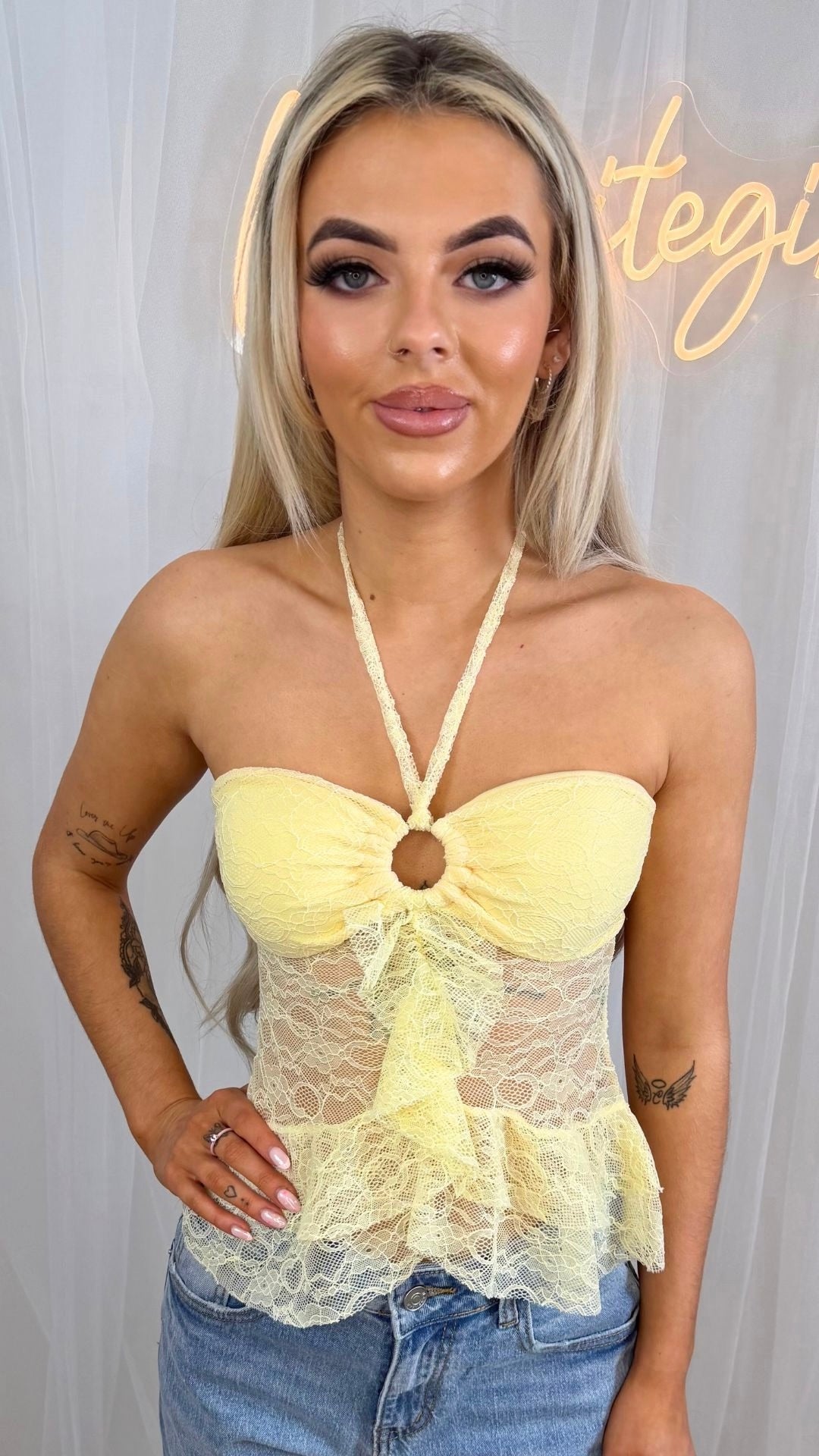 Naya - Lemon chiffon halter neck top