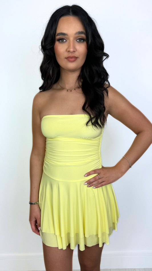 Melissa - Lemon Slinky Bandeau Dress