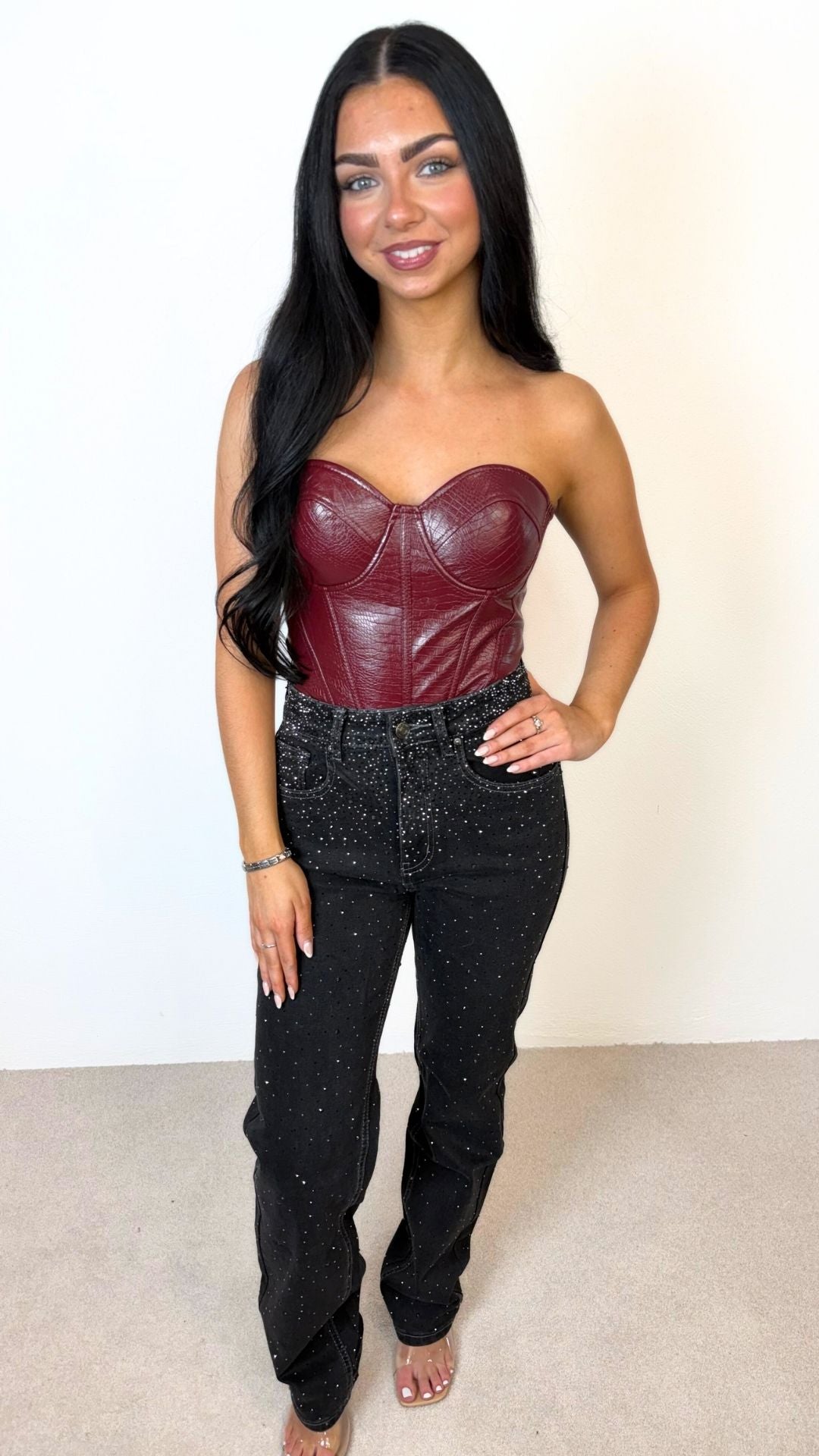 Estelle - Black Wash Diamente Detail Jeans