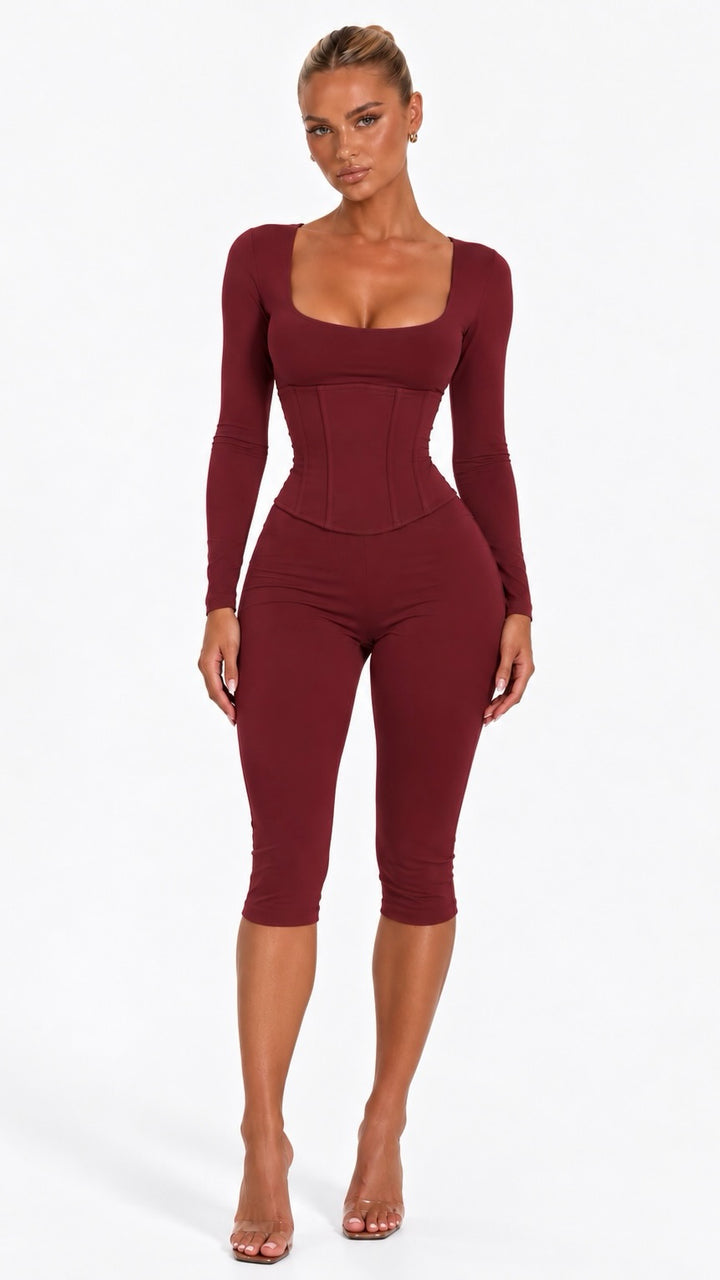 Soraiya - Wine Three Piece Capri Co-Ord