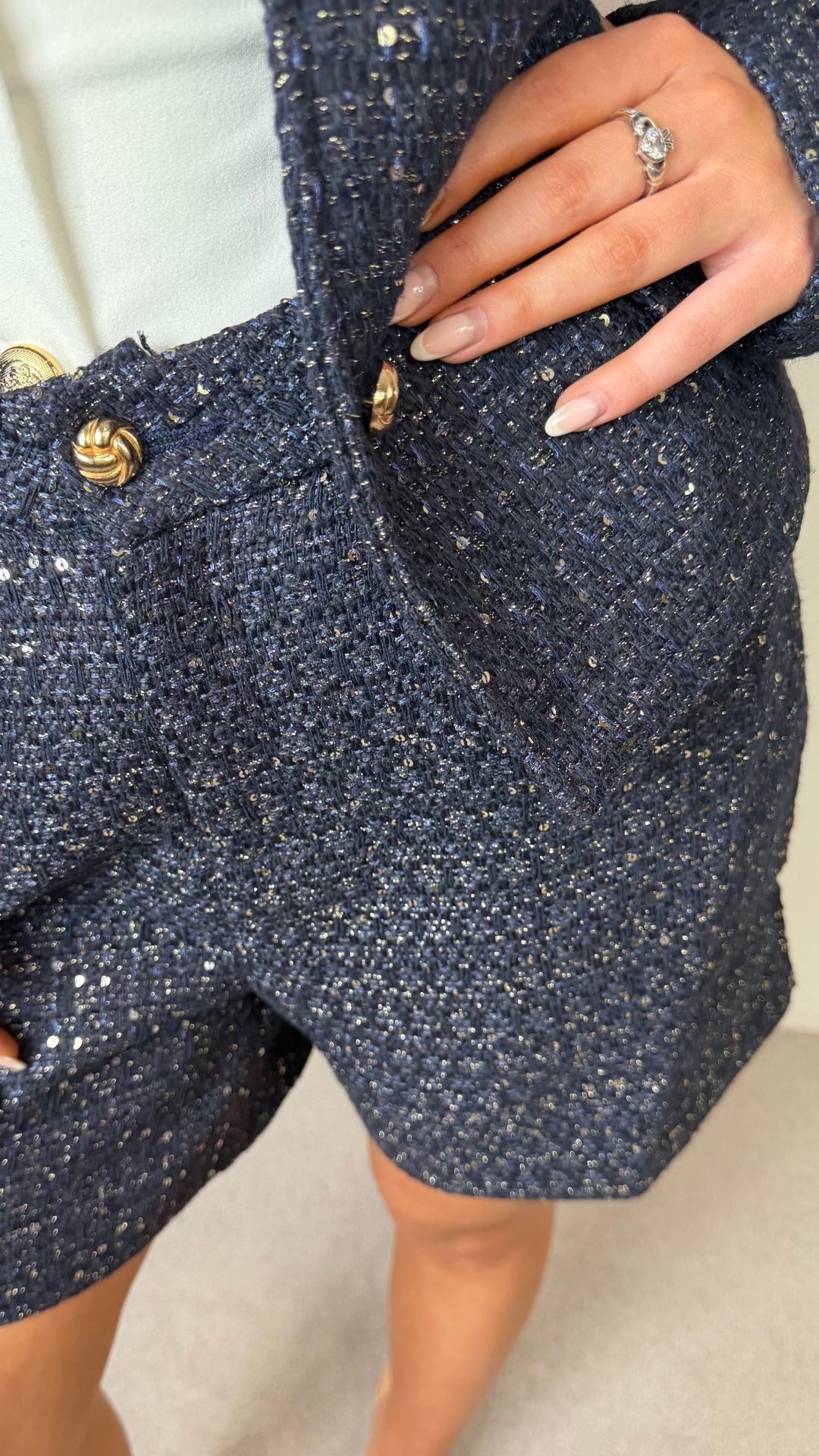 Sofia - Tweed Sequin Shorts
