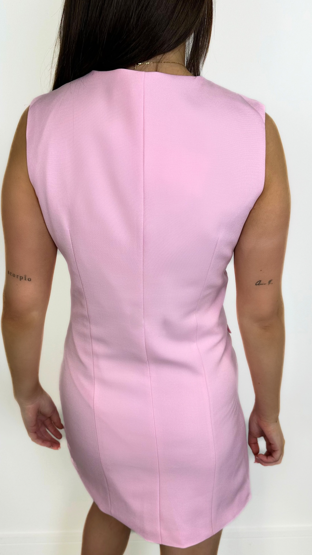 Honey - Button Front Sleeveless Dress Baby Pink