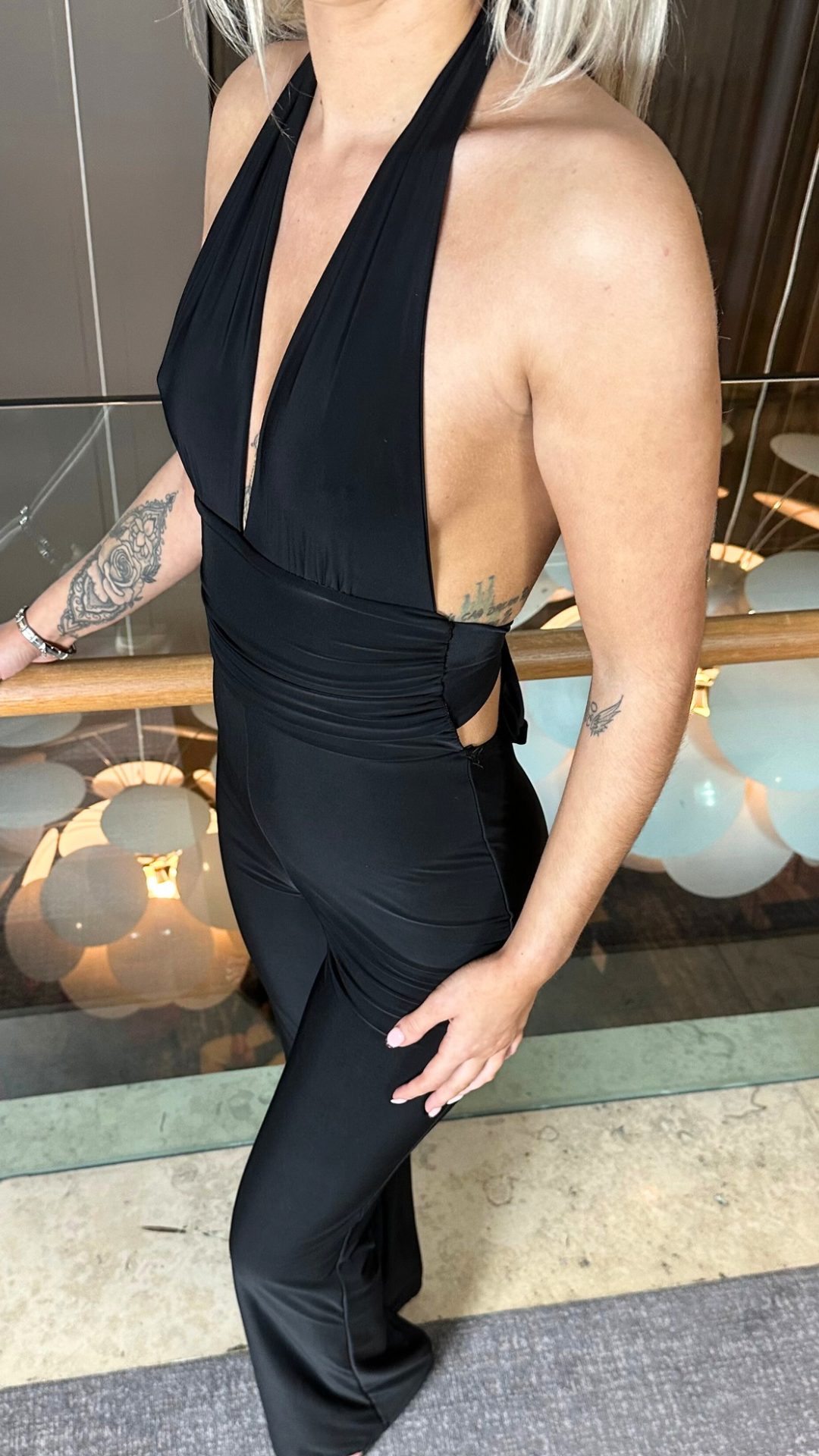 Milania - Slinky Tie Back Jumpsuit Black