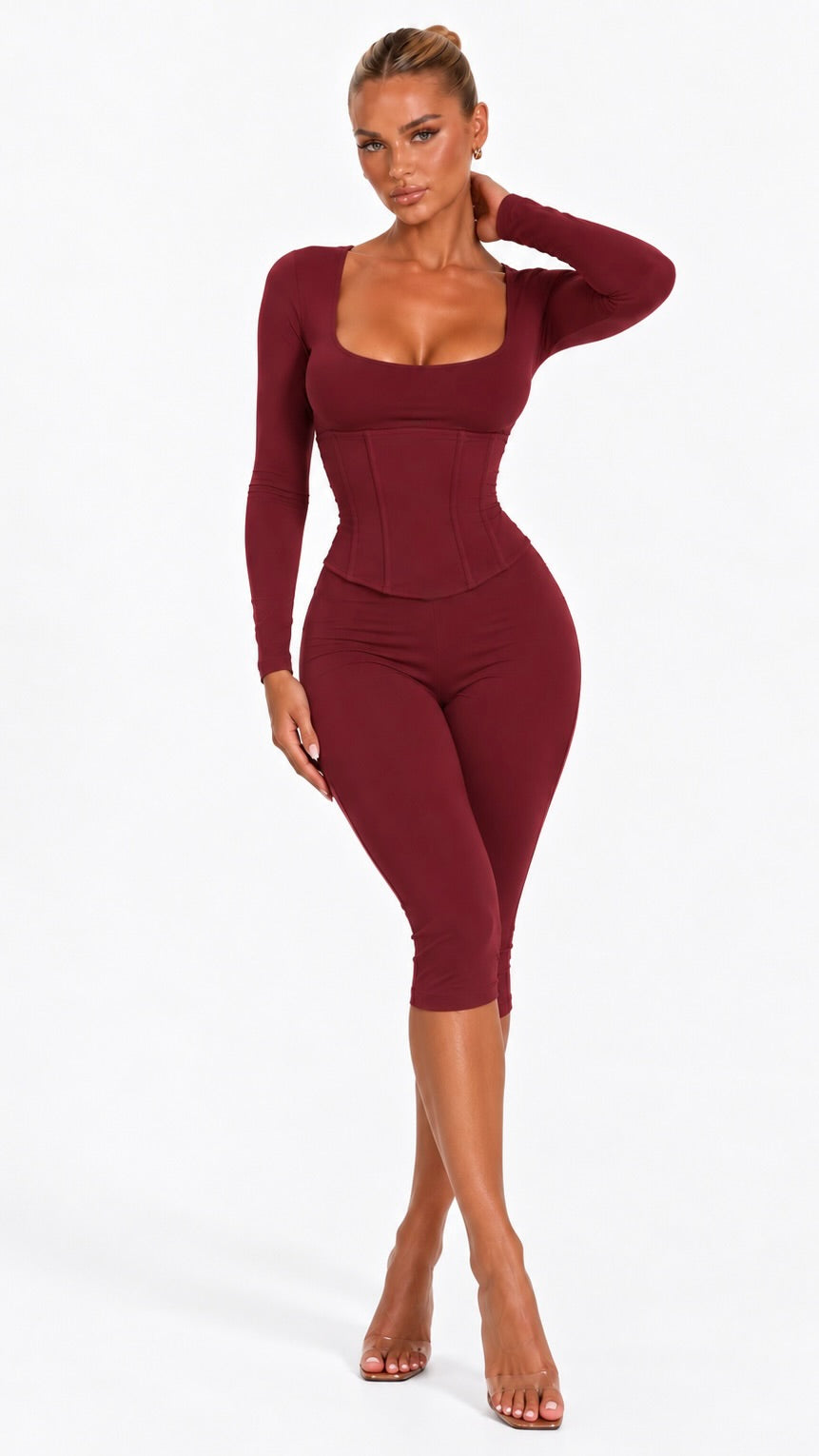 Soraiya - Wine Three Piece Capri Co-Ord