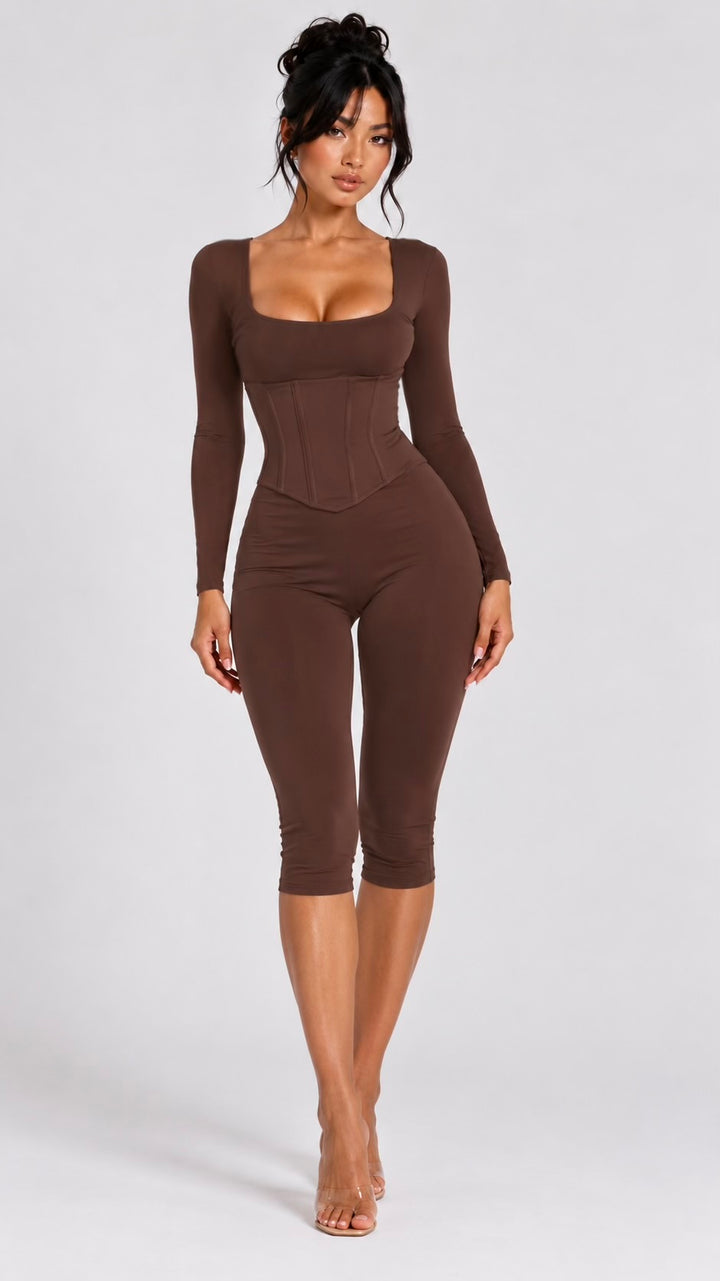 Soraiya - Brown Three Piece Capri Co-Ord