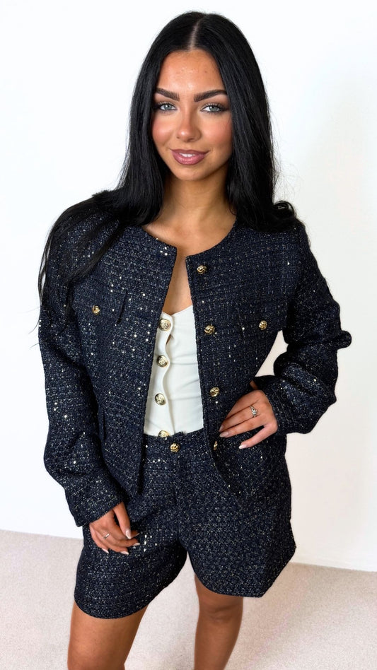 Sofia - Tweed Sequin Shorts