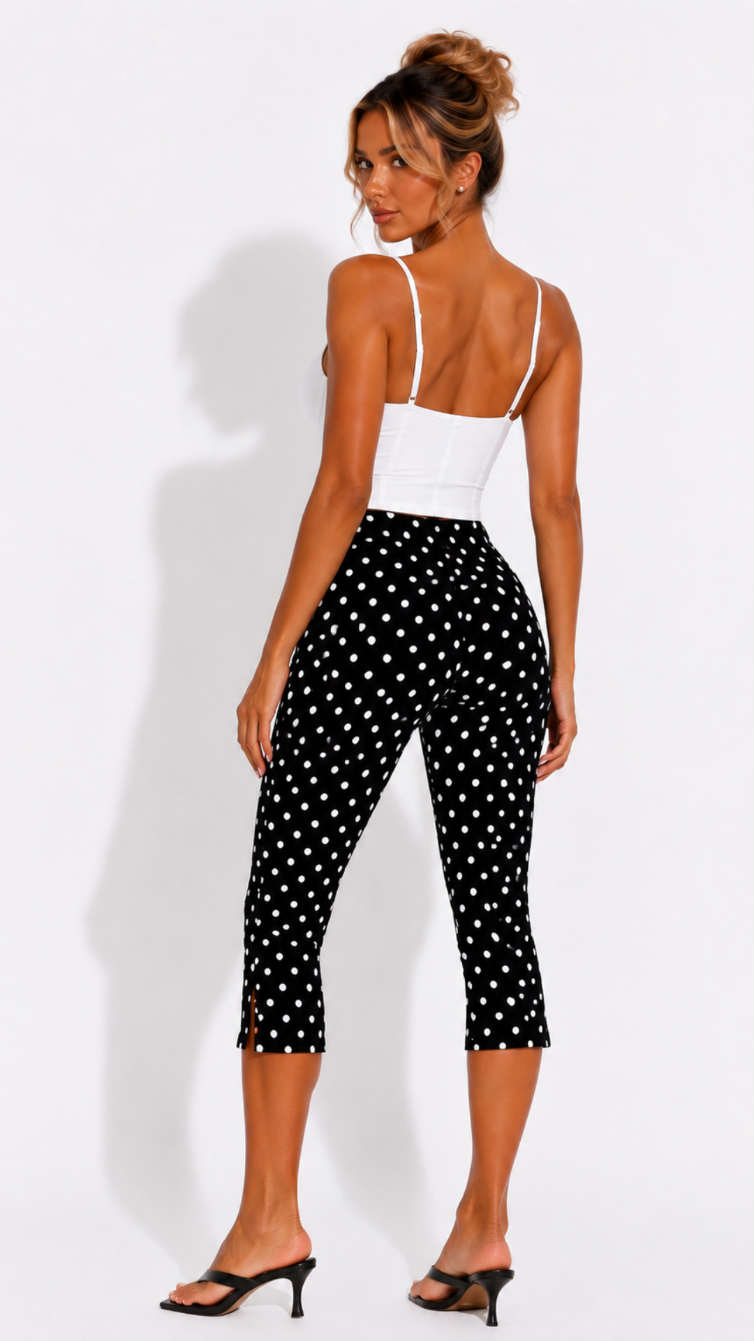 Irina - Black/White Polka Dot Capri