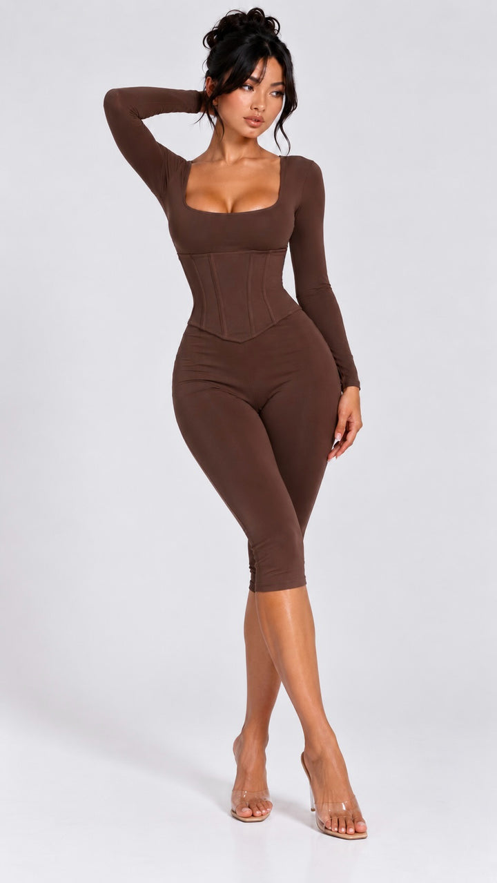 Soraiya - Brown Three Piece Capri Co-Ord