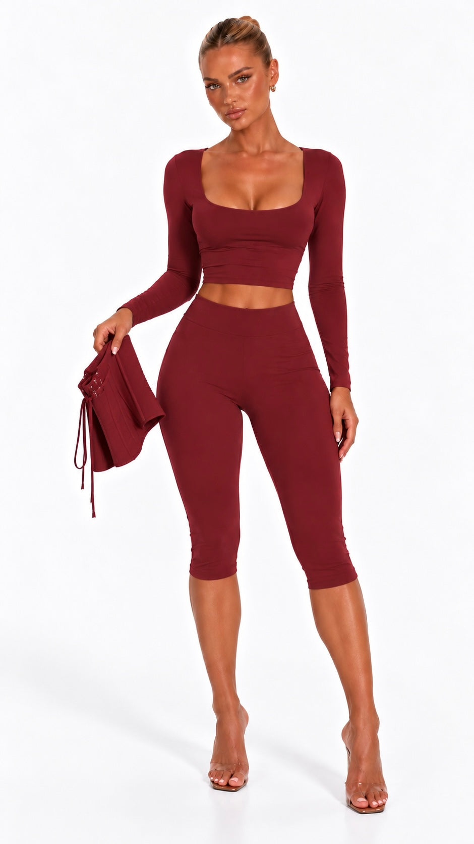 Soraiya - Wine Three Piece Capri Co-Ord