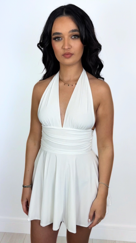 Darcy - Slinky Halter Neck Dress White