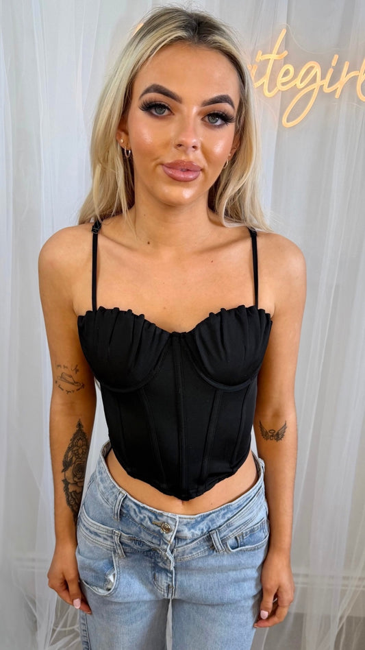 Freya - Corset Style Bustier Black