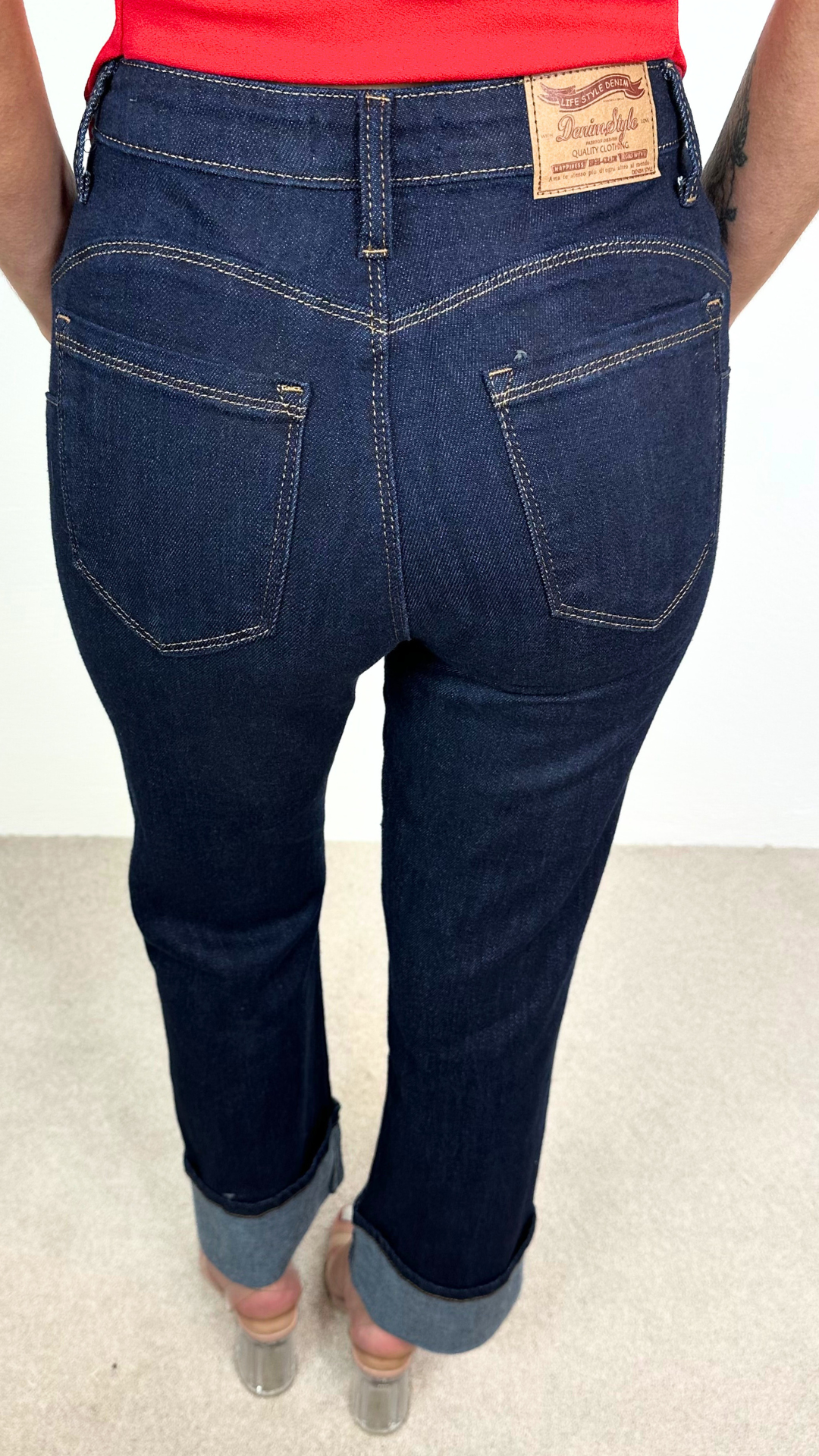 Raya - Turn Up Hem Dark Wash Jean