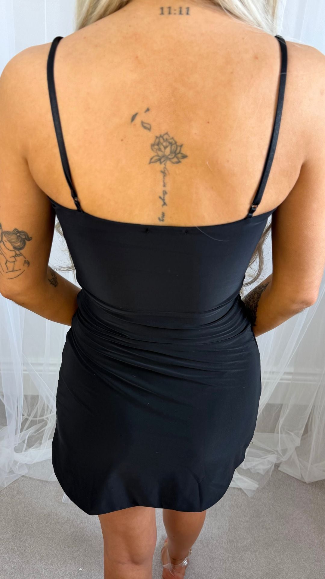 Hattie - Black Wrap Front Bodycon