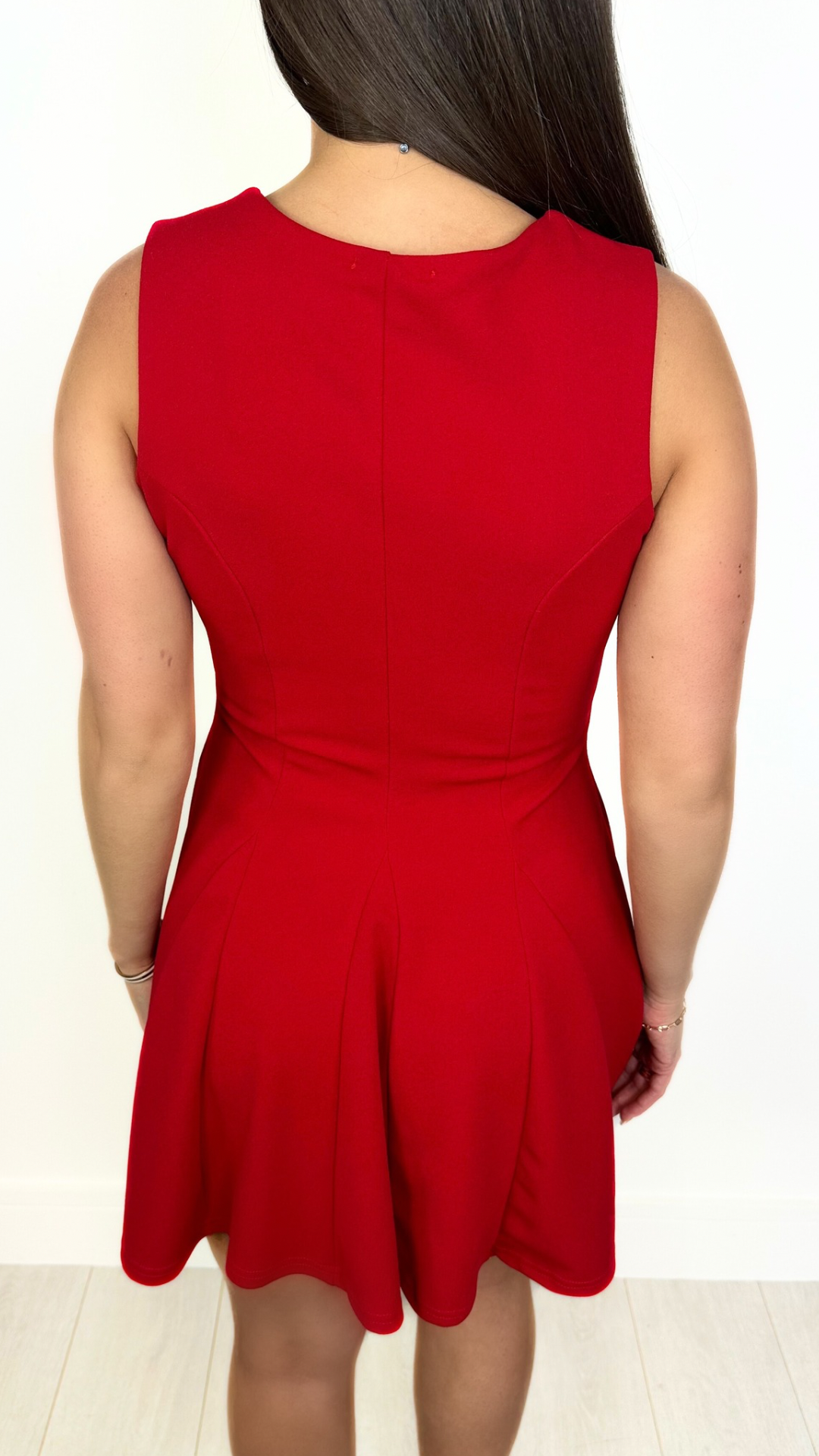 Charlie - Tie Front A-Line Dress Red