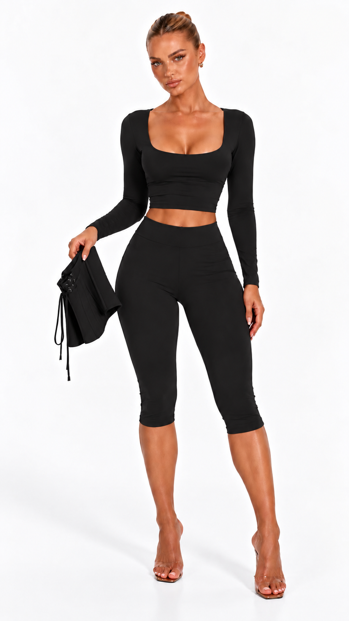 Soraiya - Black Three Piece Capri Co-Ord