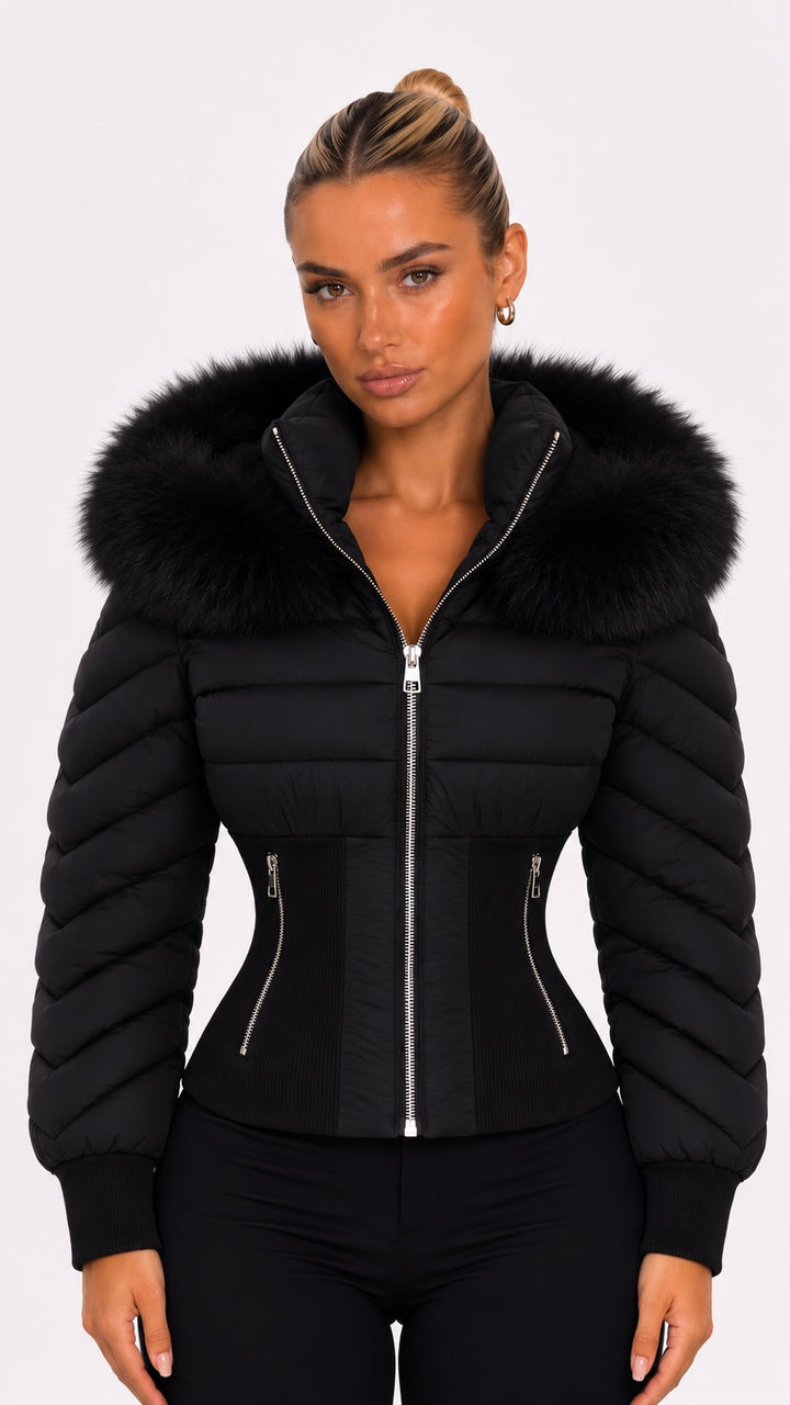 Karmen - Black Fur Hood Puffer Jacket