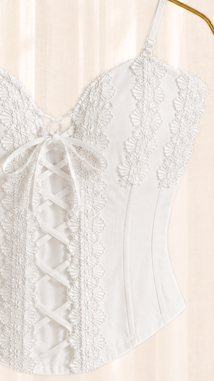Belle - Lace Bustier Top White