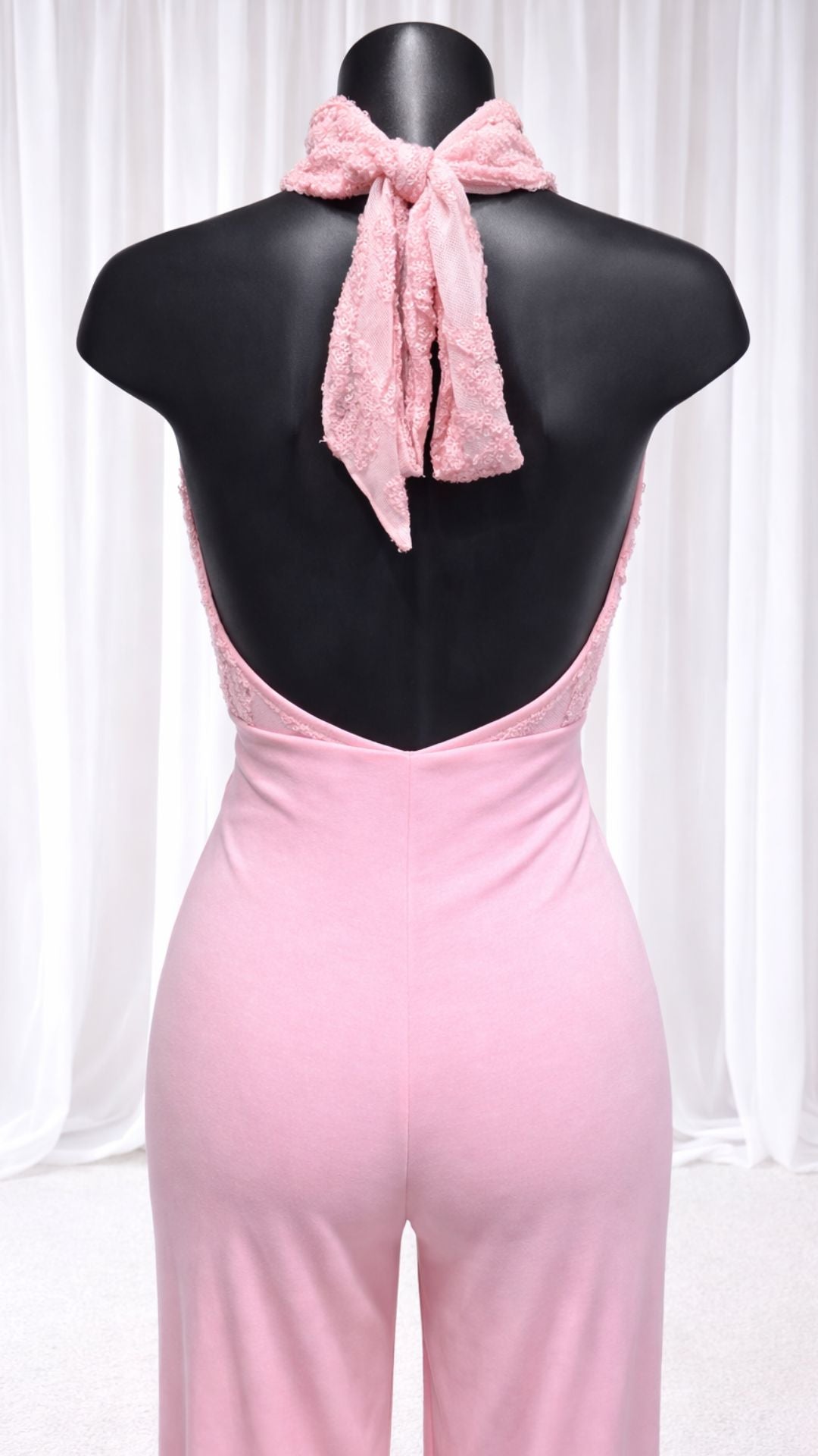 Evange - Sequin detail Halter Neck Jumpsuit Pink