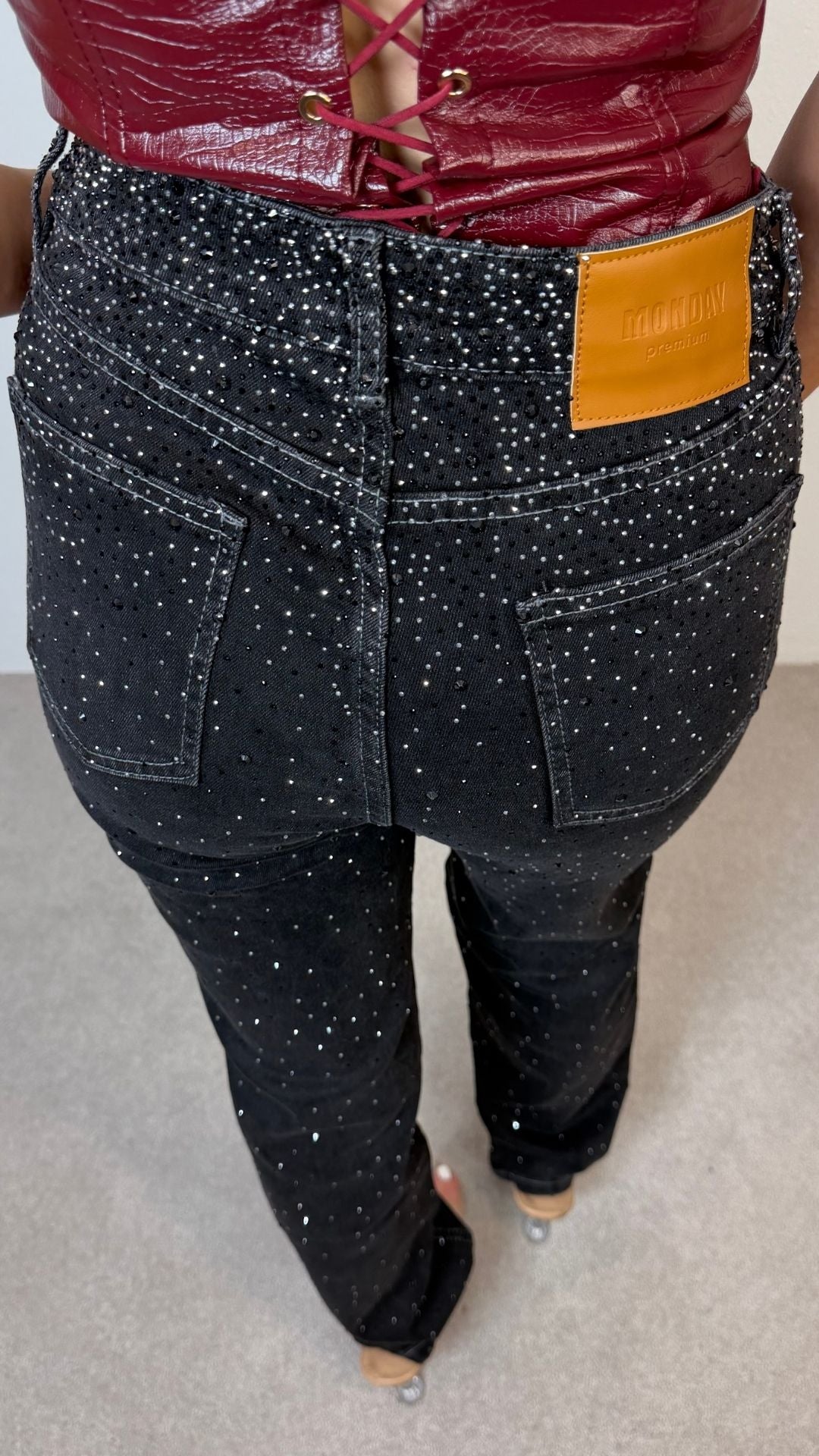 Estelle - Black Wash Diamente Detail Jeans