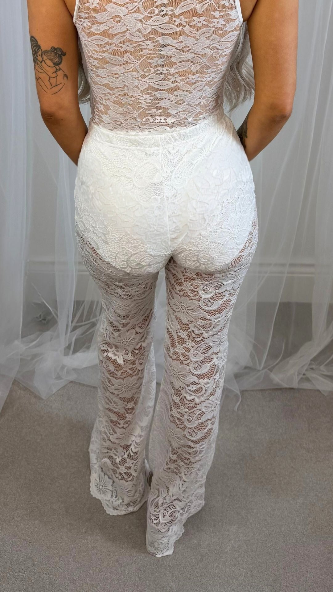 Sienna - White Lace Flared Trousers