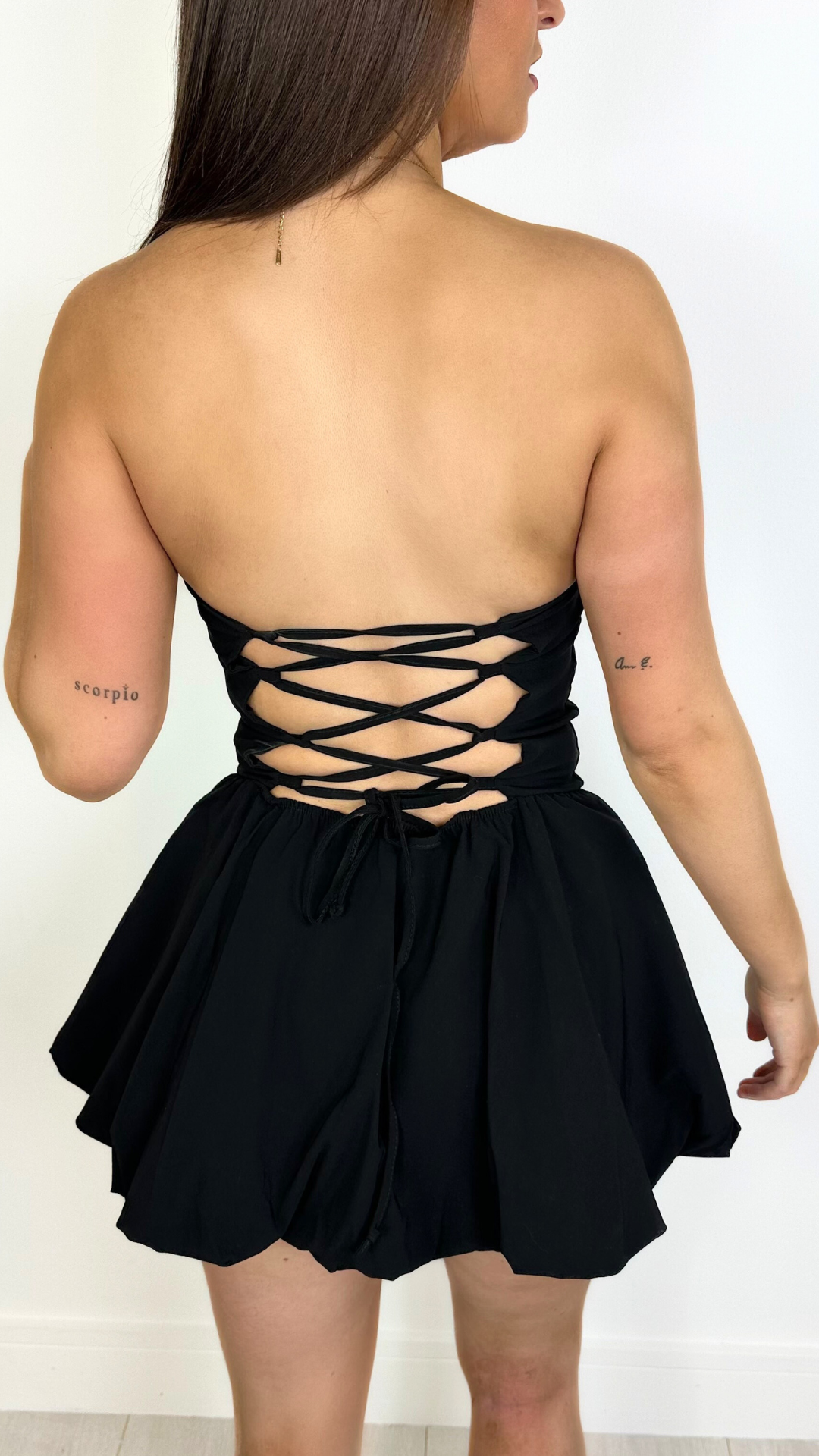 Kadie - Black Corset Back Puffball Dress