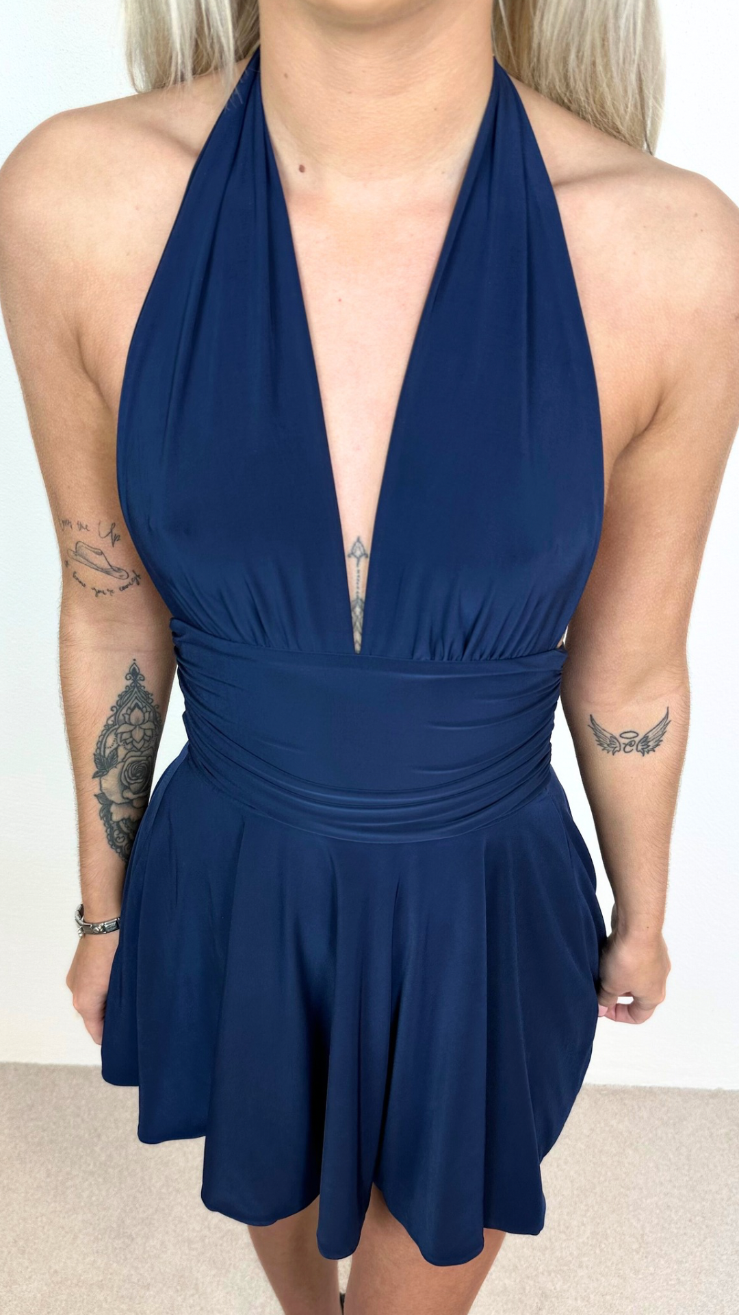 Darcy - Slinky Halter Neck Dress Navy