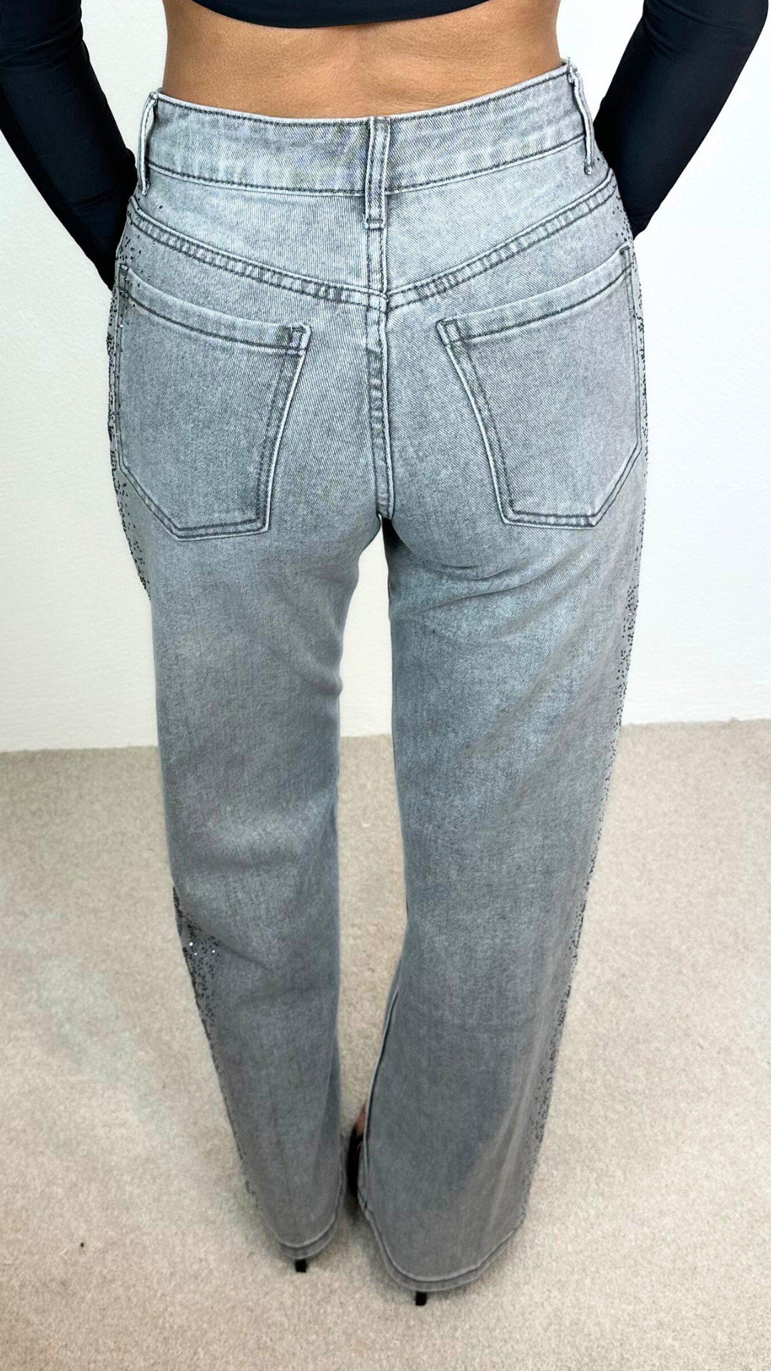 Fiadh - Grey Leopard Rhinestone Jean