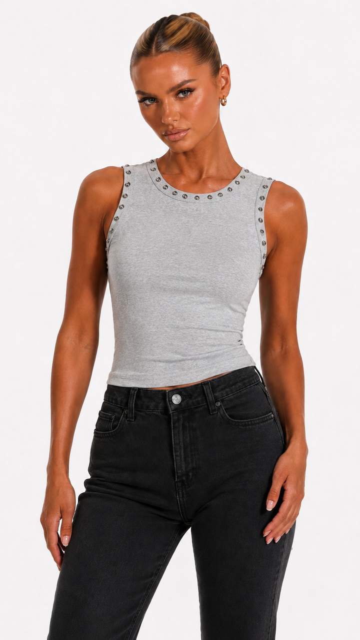 Alice - Grey Stud Vest