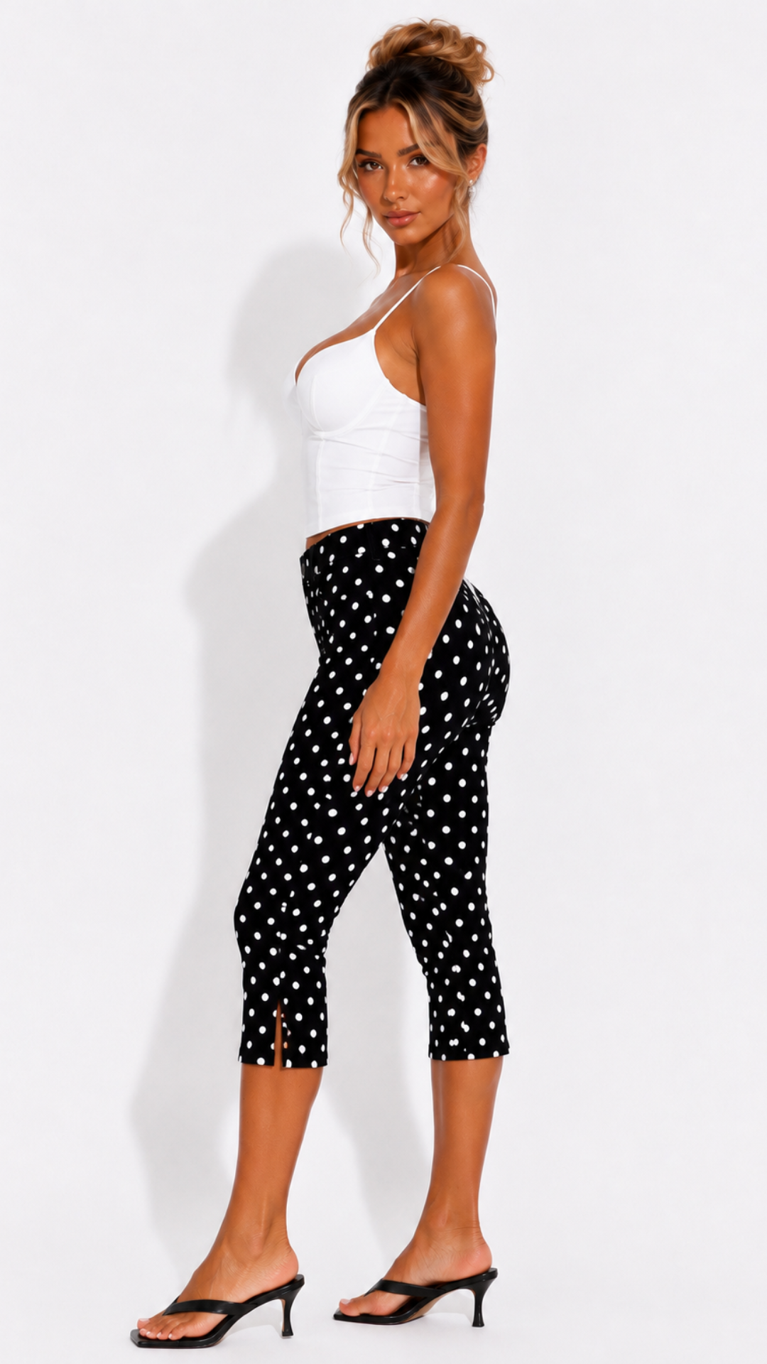 Irina - Black/White Polka Dot Capri