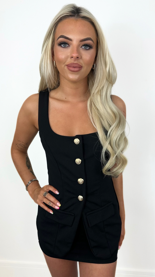 Naomi - Button Front Co-Ord Black