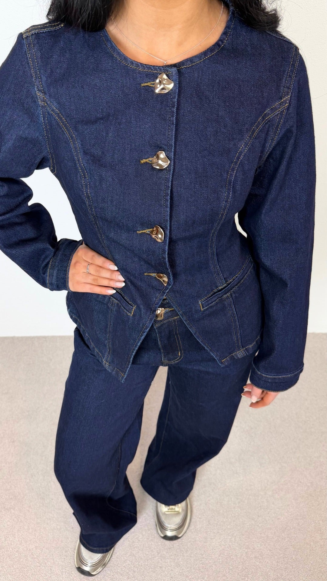 Kadie - Indigo Gold Button Front Denim Co-Ord