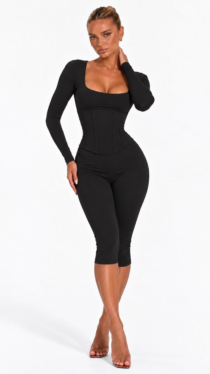 Soraiya - Black Three Piece Capri Co-Ord