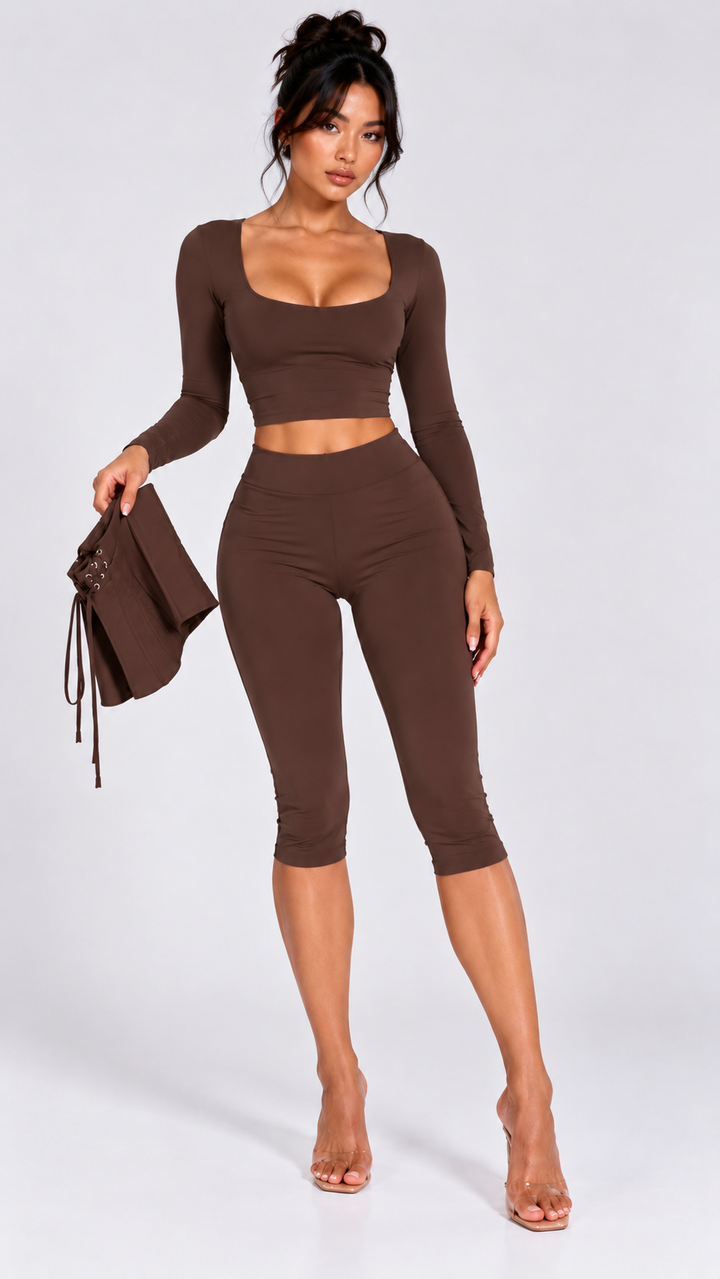 Soraiya - Brown Three Piece Capri Co-Ord